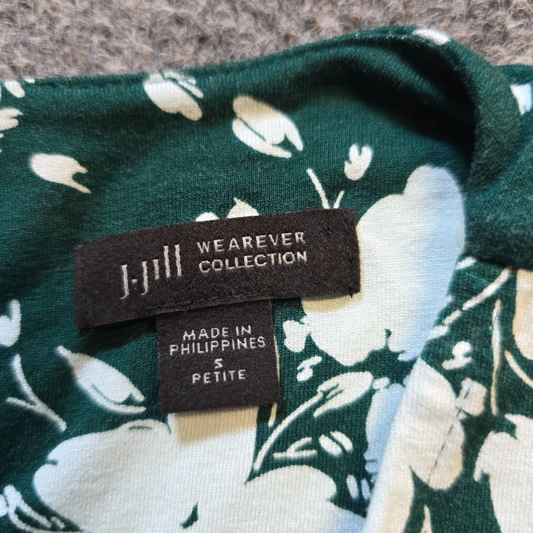 J. Jill J Jill Dress Women PS Green Floral Wearever A-Line Stretch Casual Short Sleeve Round Neck Petite Size S / US 4 / IT 40 - 4 Thumbnail