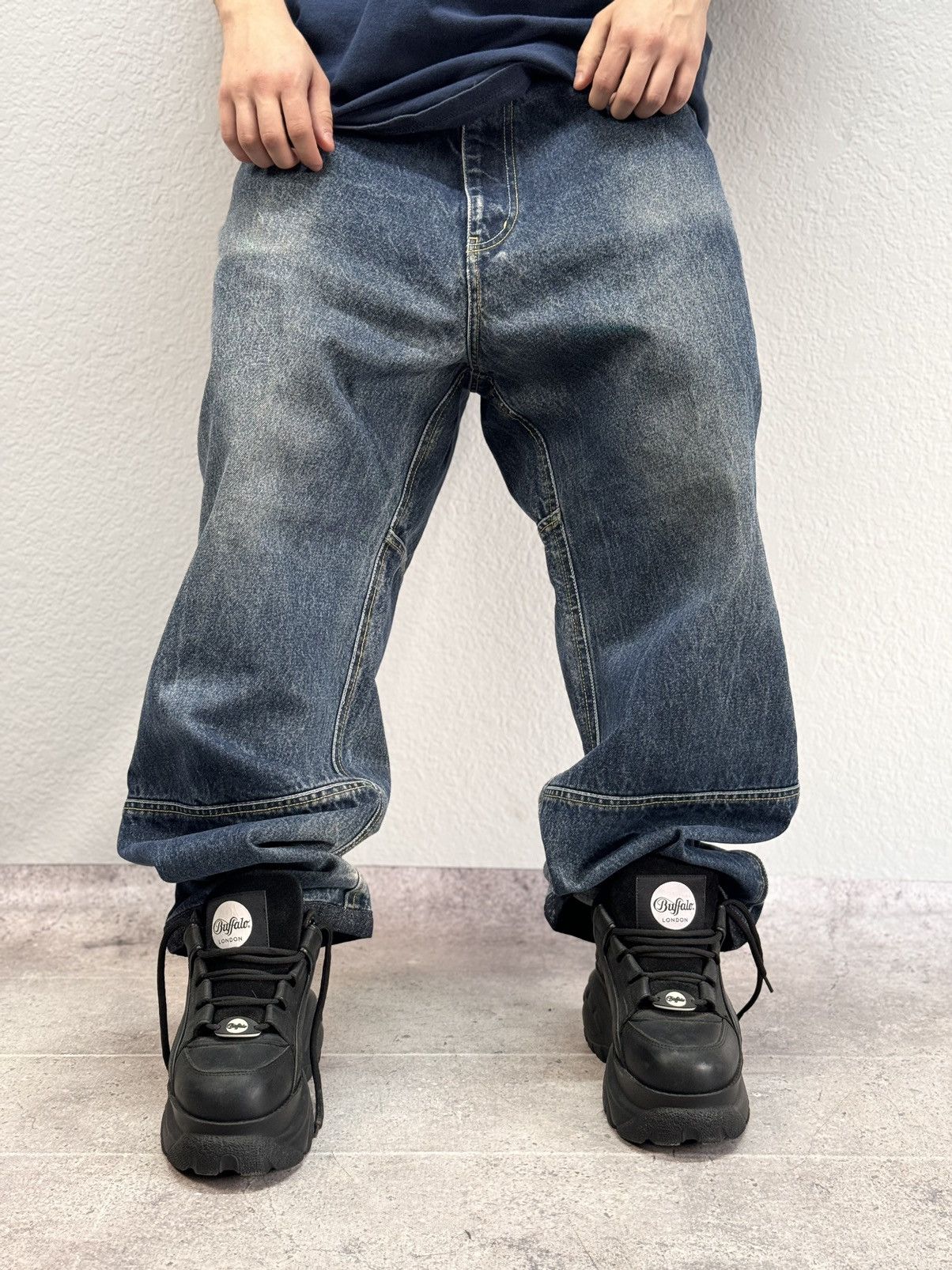 JNCO VINTAGE Y2K RAW BLUE BAGGY CYBER WING DENIM SEQUIN JEANS 36 Size US 36 / EU 52 - 3 Thumbnail