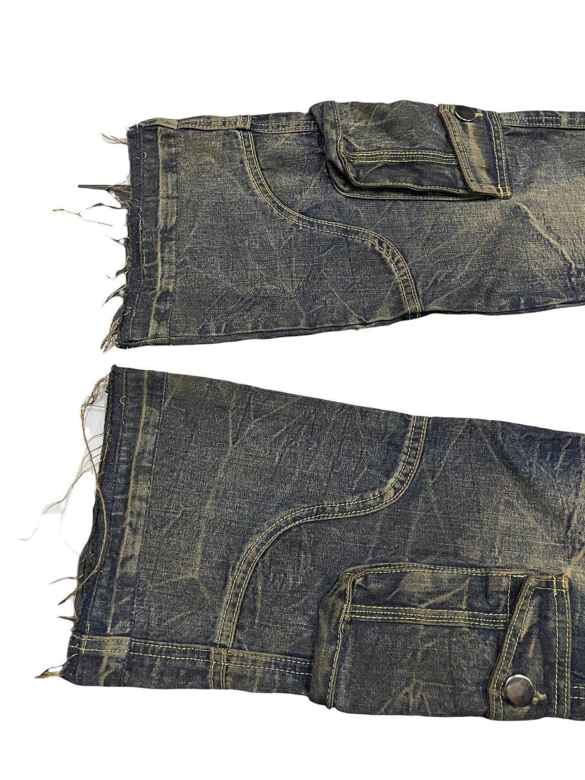 If Six Was Nine × LOWBOX × Le Grande Bleu (L.G.B.) Lowbox Japan Asymmetrical Mud Wash Flared Frayed Cargo Jeans Size US 30 / EU 46 - 4 Thumbnail