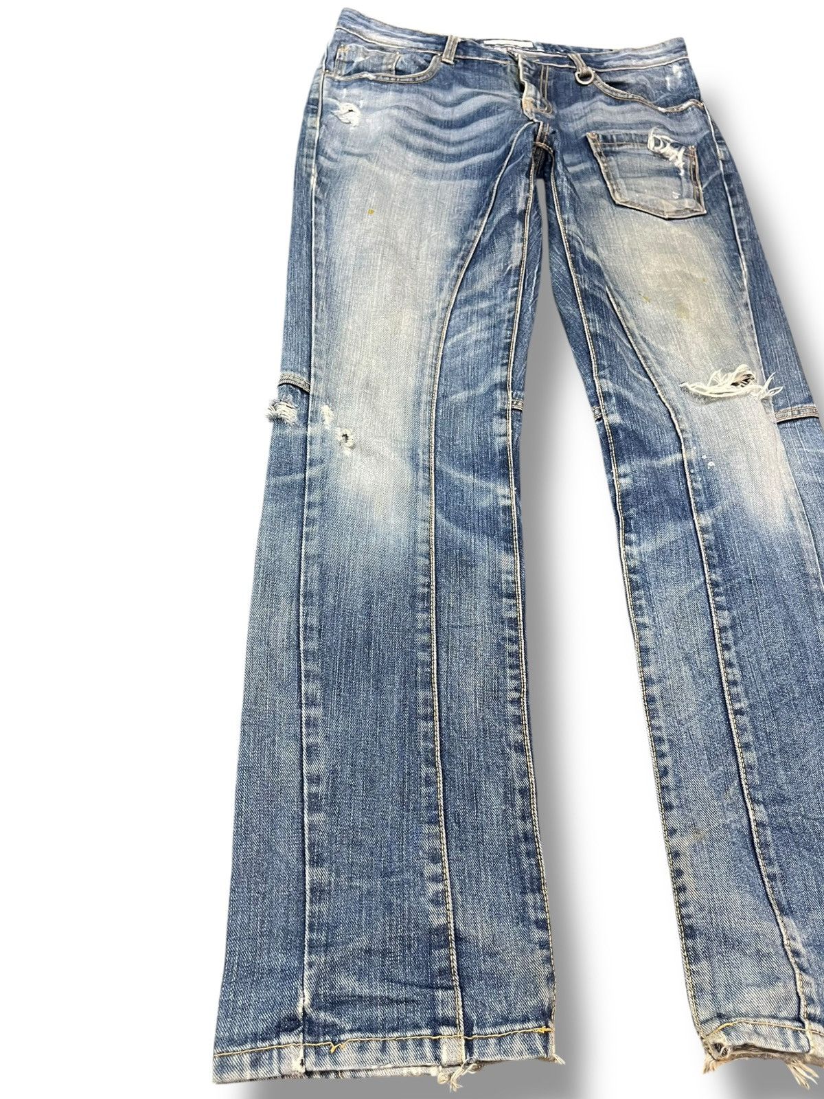 Le Grande Bleu (L.G.B.) Vintage Another Shop Faded Distressed Avantgarde Style Denim Size US 33 - 3 Thumbnail