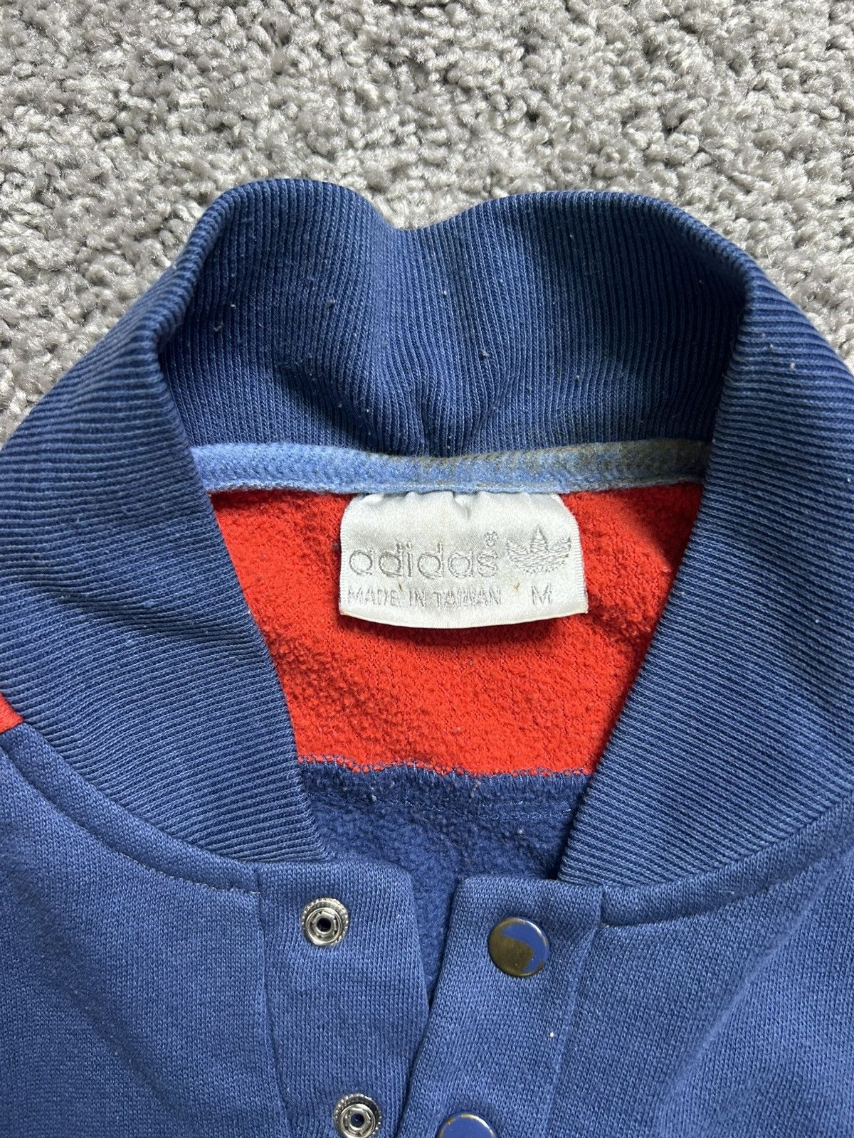 Adidas Vintage 70s Adidas Button Snap Tri Tone Crewneck Sweatshirt Size US M / EU 48-50 / 2 - 3 Thumbnail