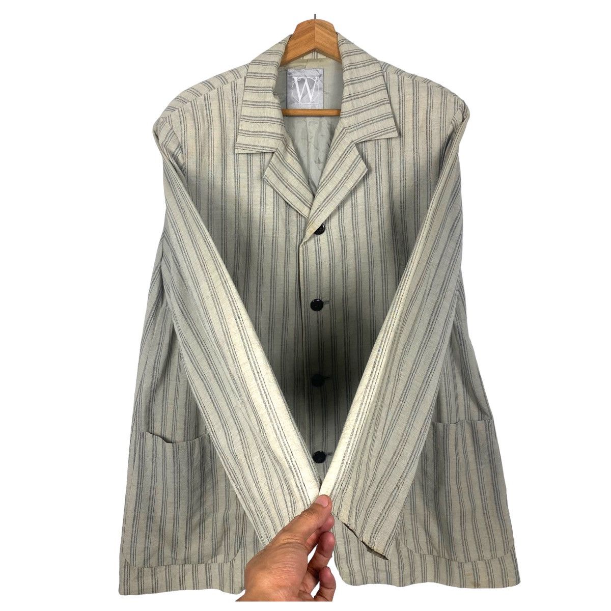 Yohji Yamamoto 🔥 WORK SHOP YOHJI YAMAMOTO STRIPE LINEN JACKET Size US M / EU 48-50 / 2 - 9 Thumbnail