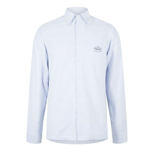 Prada PRADA Pinstripe Logo Shirt Size US L / EU 52-54 / 3 - 1 Thumbnail
