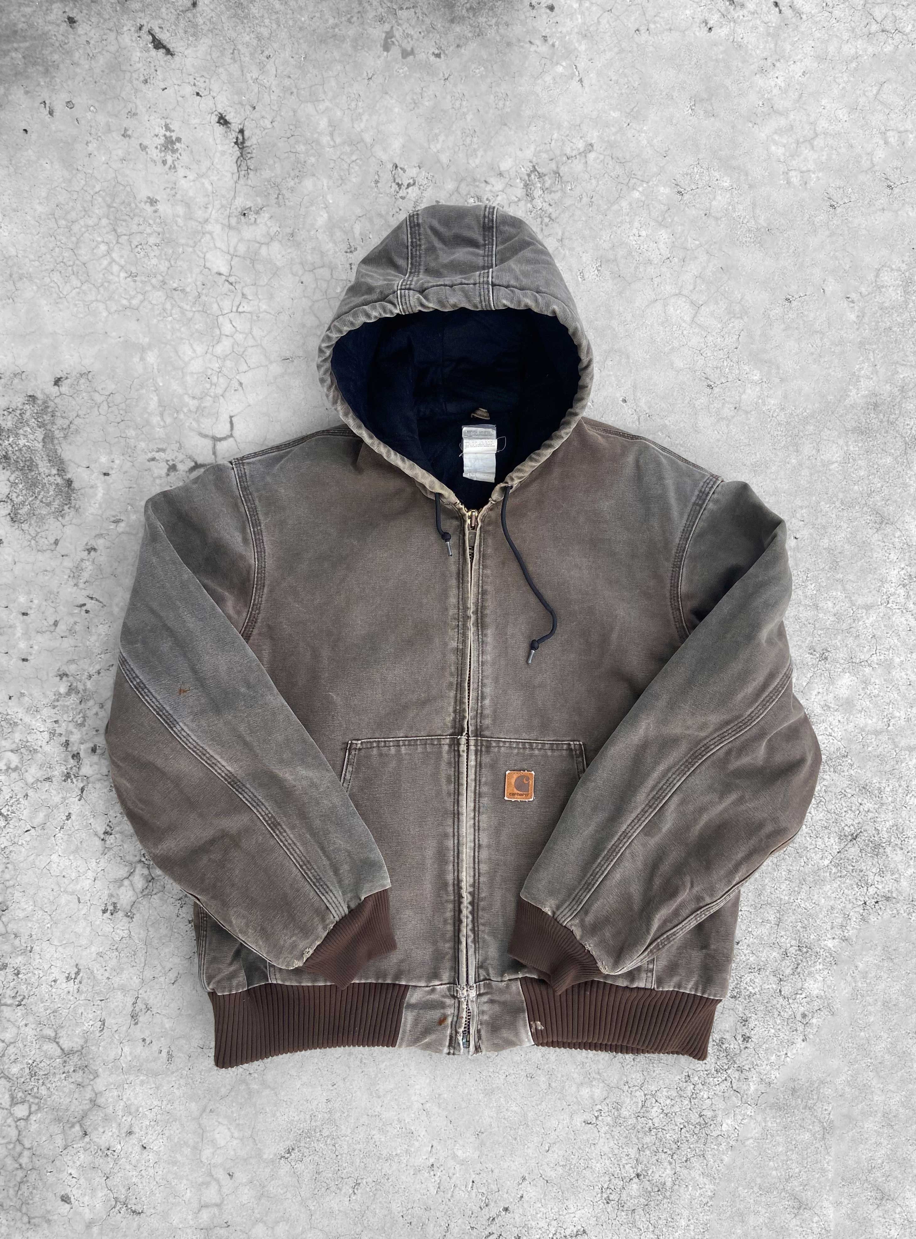 Vintage Vintage Faded Brown Carhartt Zip up hoodie jacket Size US L / EU 52-54 / 3 - 15 Thumbnail