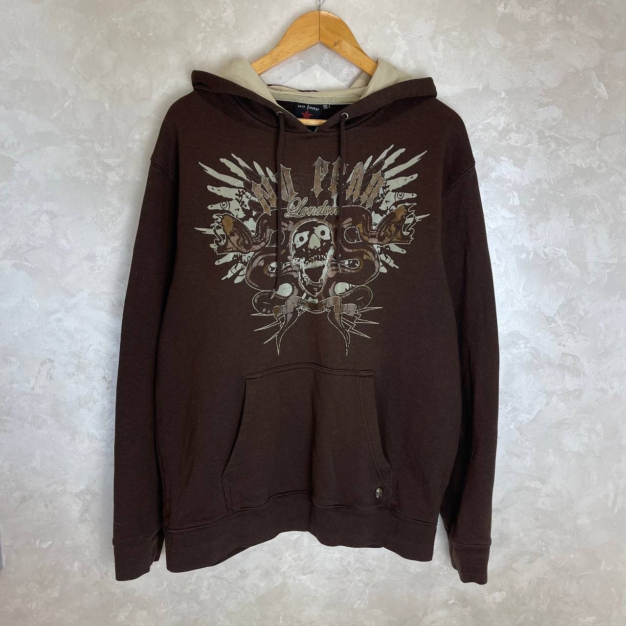 No Fear No Fear London Graphic Hoodie Skull Print Brown XXL Vintage Size US XXL / EU 58 / 5 - 1 Thumbnail