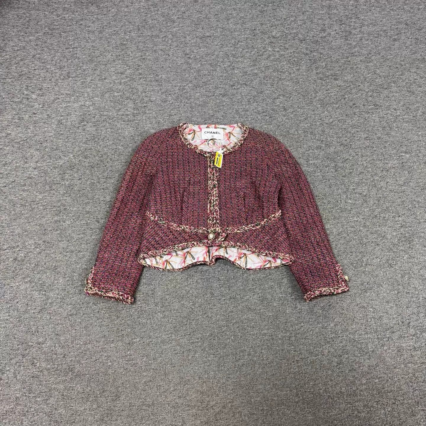 Chanel Chanel Beach Fuchsia Tweed Waist-Cinched Cropped Jacket Size S / US 4 / IT 40 - 1 Thumbnail