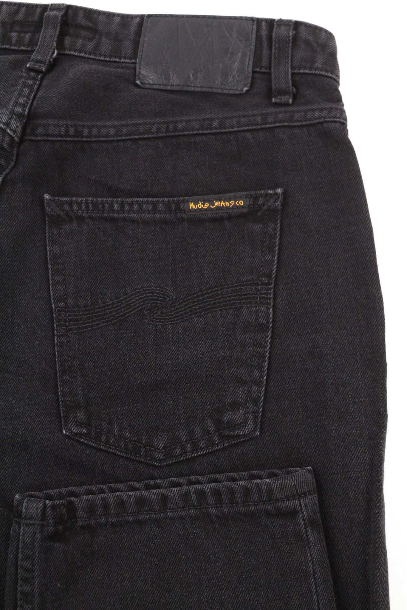 Nudie Jeans BREEZY BRITT W29/L28 Black Worn Zip Logo Cotton 80687 Size 29" - 5 Thumbnail