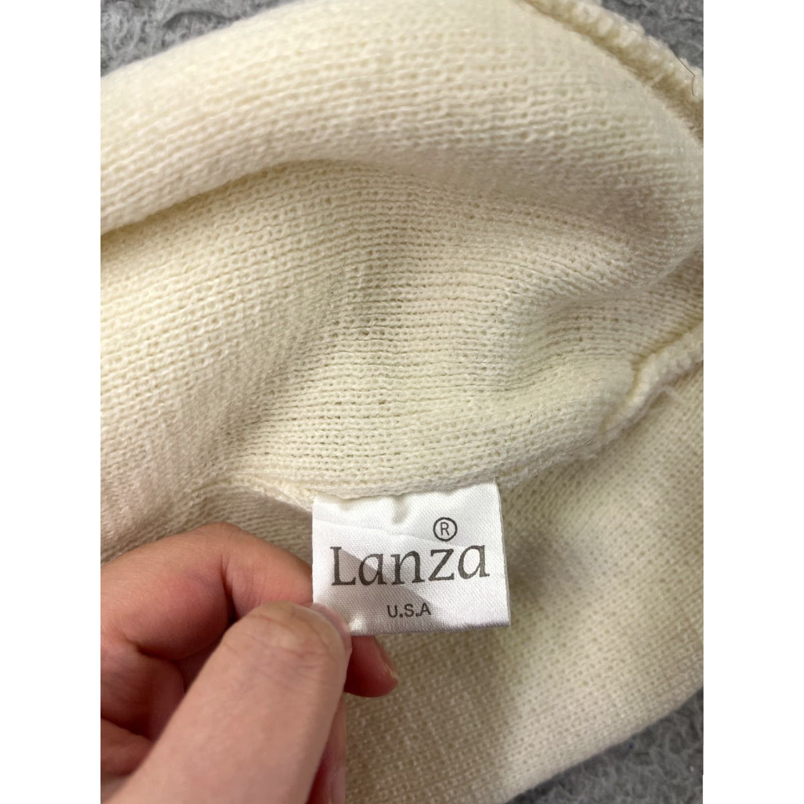 Vintage Lanza Beanie Womens One Size Ivory Knit Made USA Acrylic I Love San Francisco Toque Size ONE SIZE - 7 Thumbnail