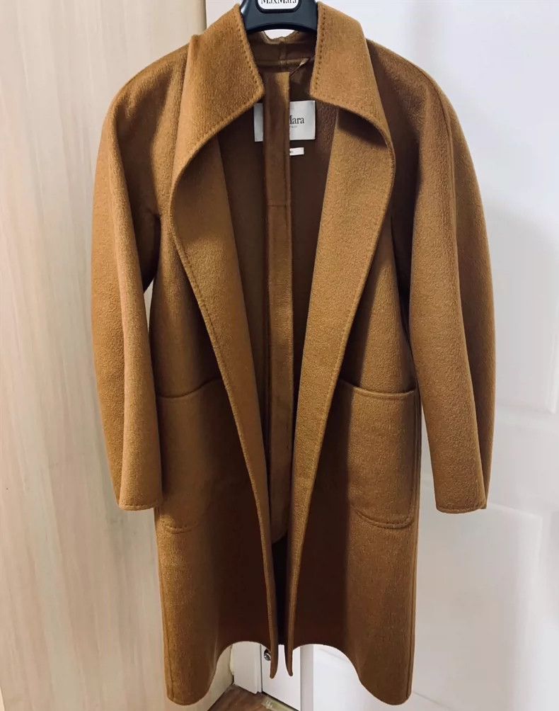 Max Mara Coat lilia, caramel, 100 pure cashmere water ripp