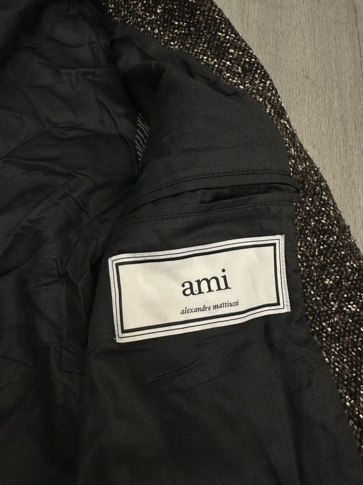AMI AMI Paris Brown Tweed Wool Blend Coat – Size L Size 48L - 7 Thumbnail