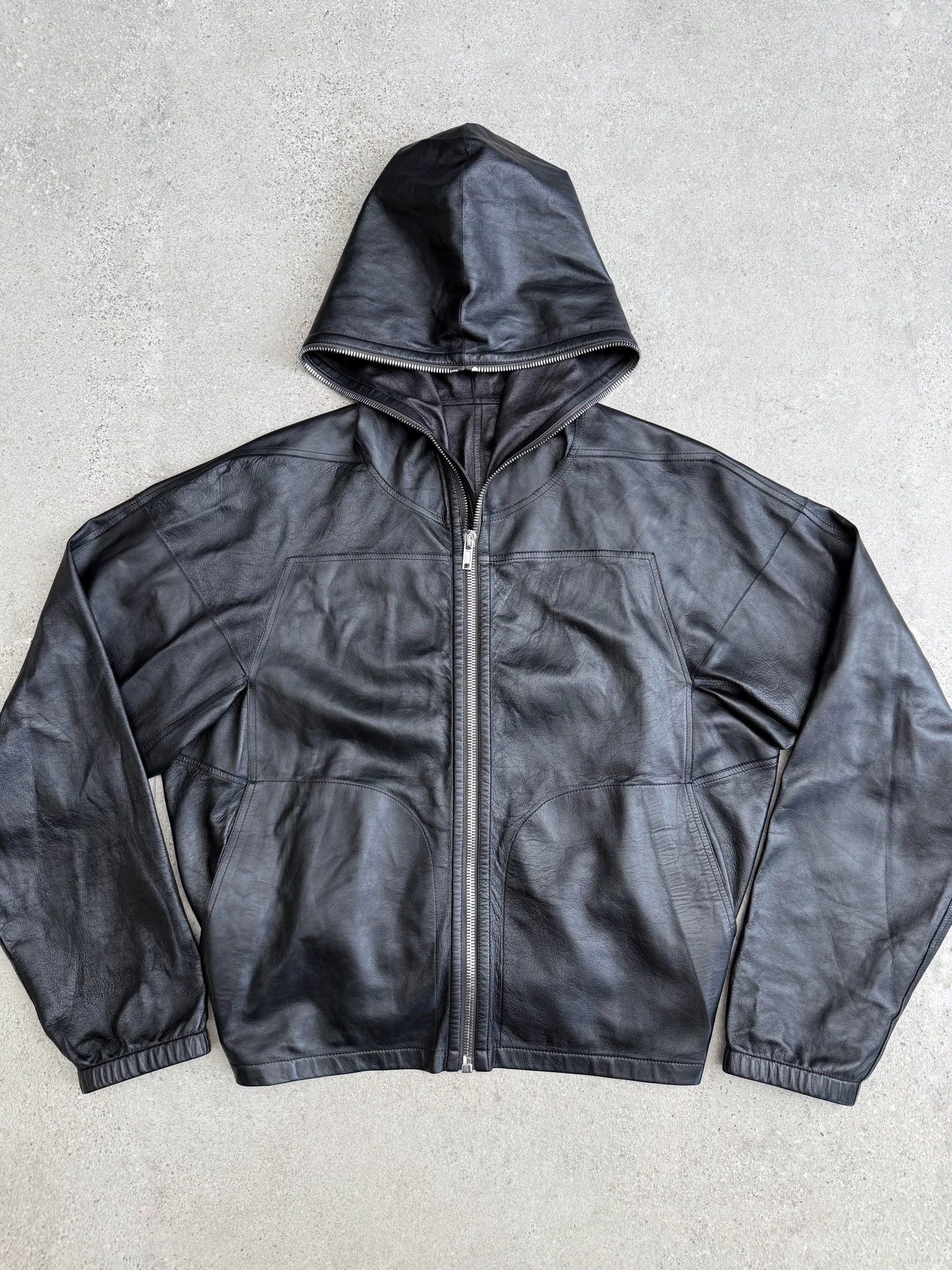 Rick Owens Rick Owens Lambskin Short Wide Hooded Zip-Up Jacket 50/L Size US M / EU 48-50 / 2 - 2 Thumbnail