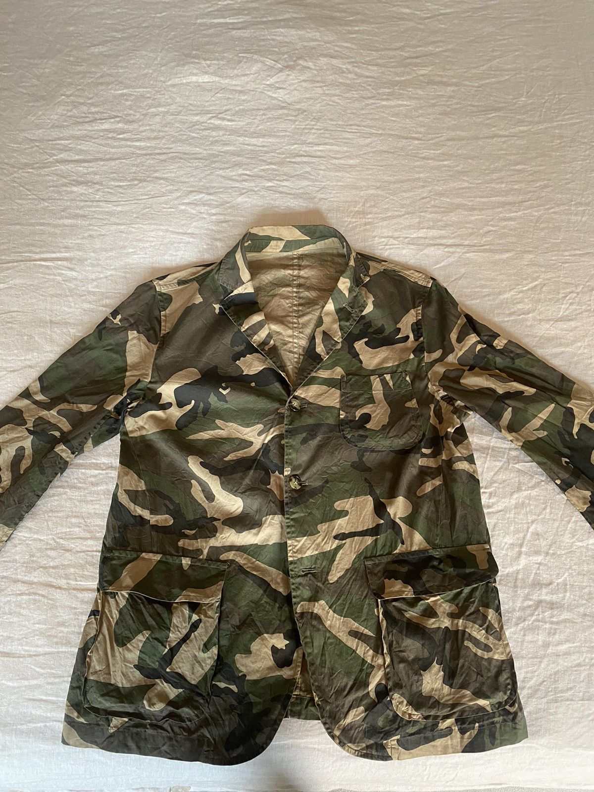 image of Beams Plus Camo Lightweight Blazer in Green, Men's (Size Large)