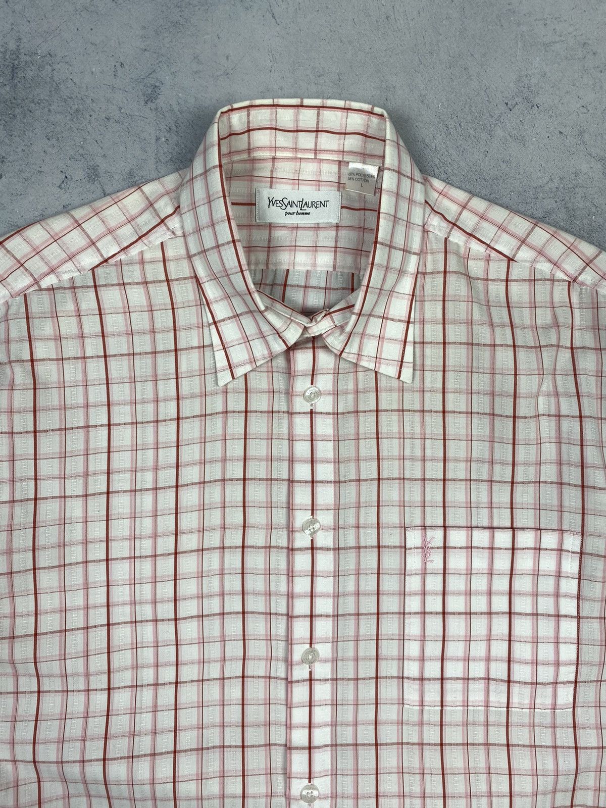 Vintage Yves Saint Laurent Pink Checkered Button Up Shirt