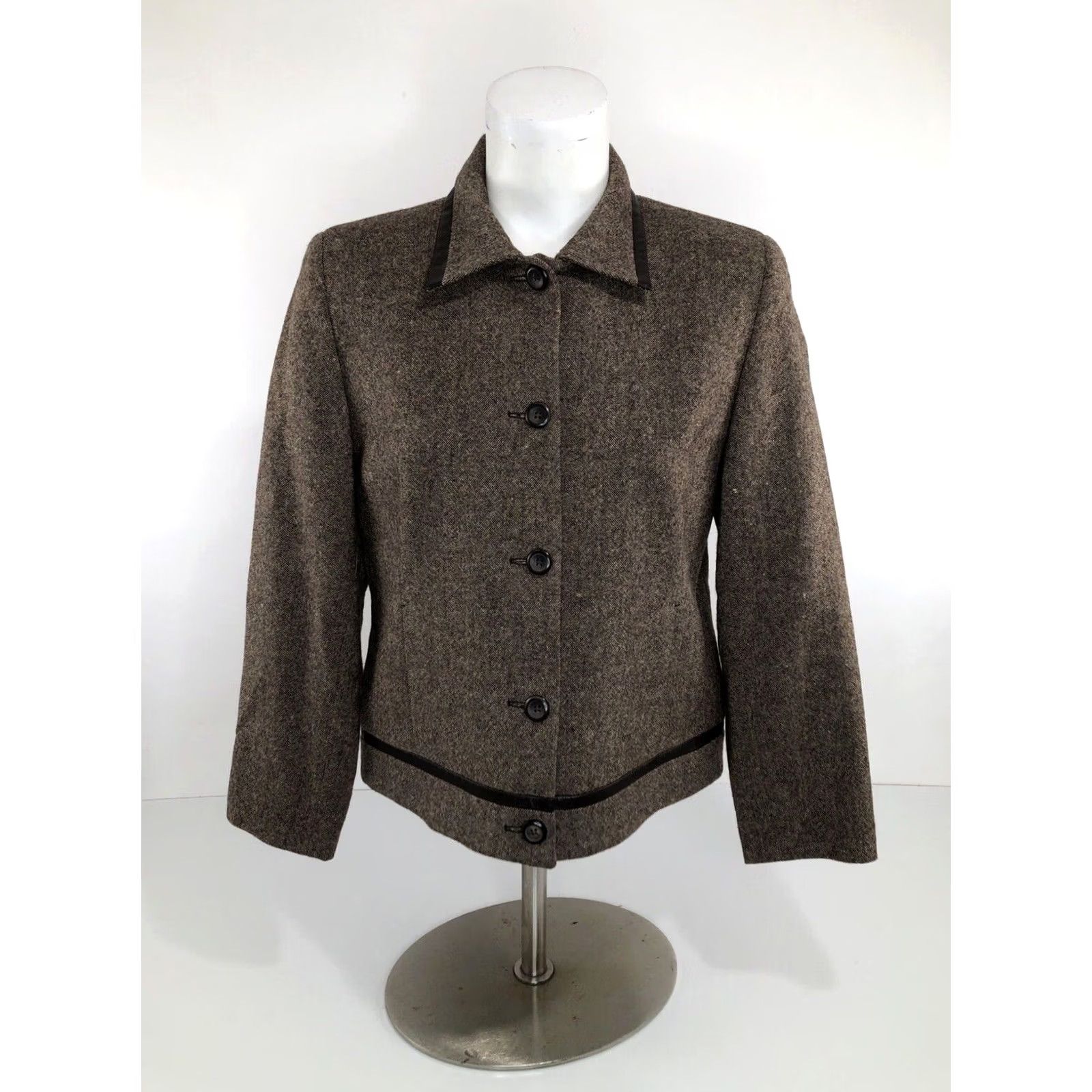 Pendleton Pendleton Blazer Jacket 100% Wool Leather Trim Sz. 8 Petite Women Size M / US 6-8 / IT 42-44 - 2 Thumbnail