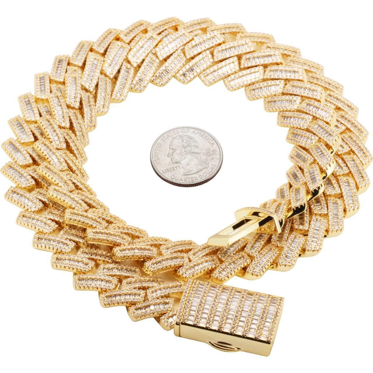 Other 14k Yellow Gold Plated AAA CZ 18mm Cuban Chain Necklace 24” Size ONE SIZE - 2 Thumbnail