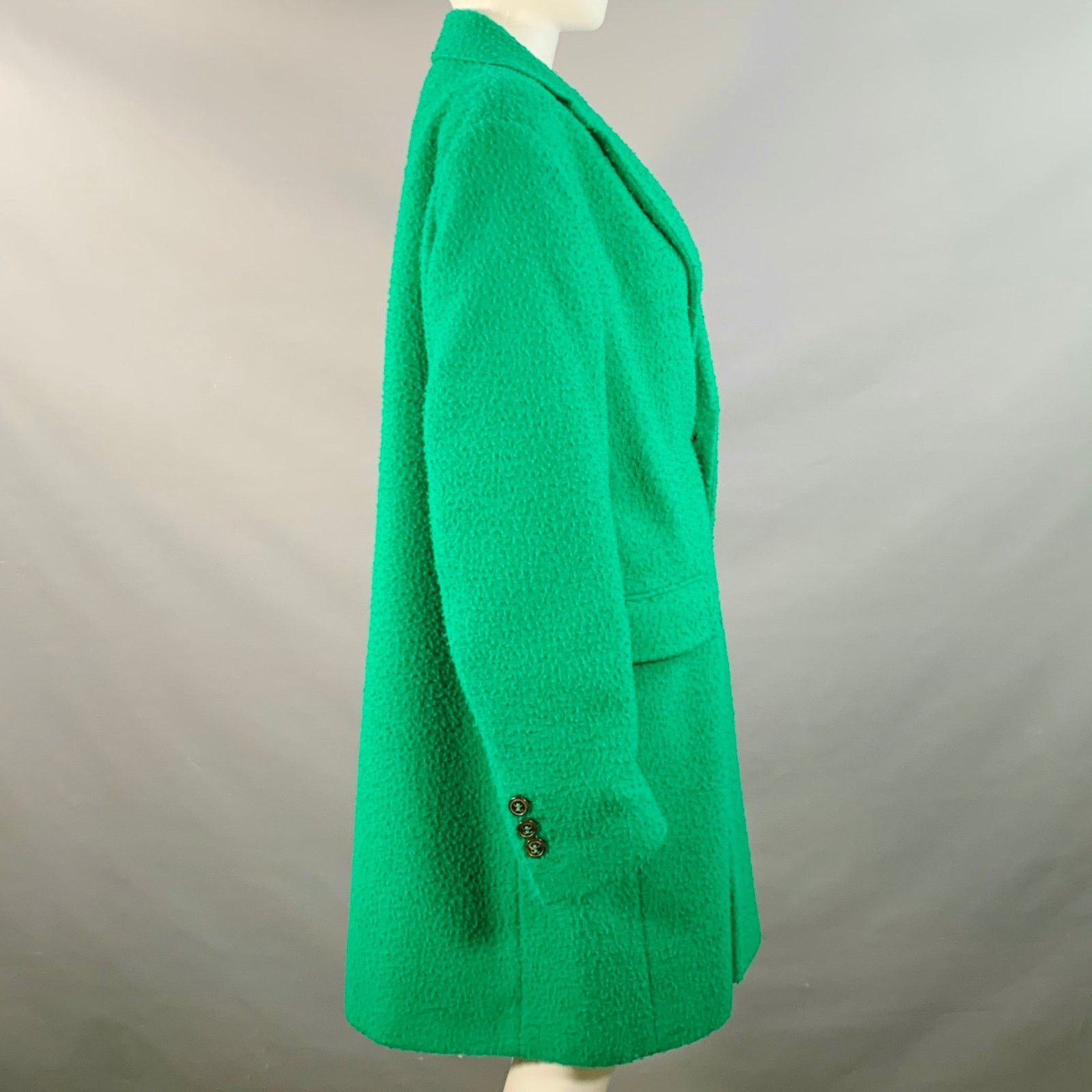 Dsquared2 Size S Green Wool Textured Faux Fur Notch Lapel Coat Size S / US 4 / IT 40 - 3 Thumbnail
