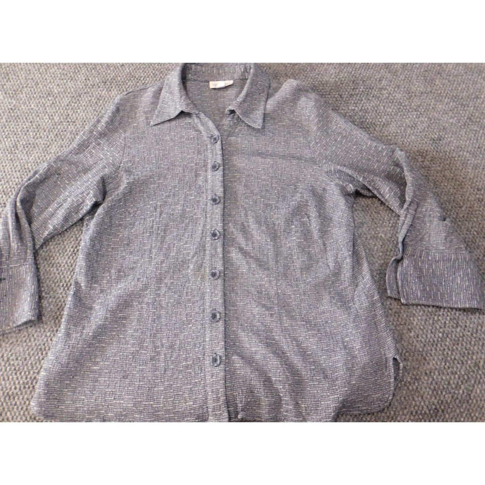 Coldwater Creek Coldwater Creek Womens Blouse 1X Plus Blue Button-Up Casual Sleeve Long Sleeve Collared Geometric Classic Womens Clothing Size XL / US 12-14 / IT 48-50 - 3 Thumbnail