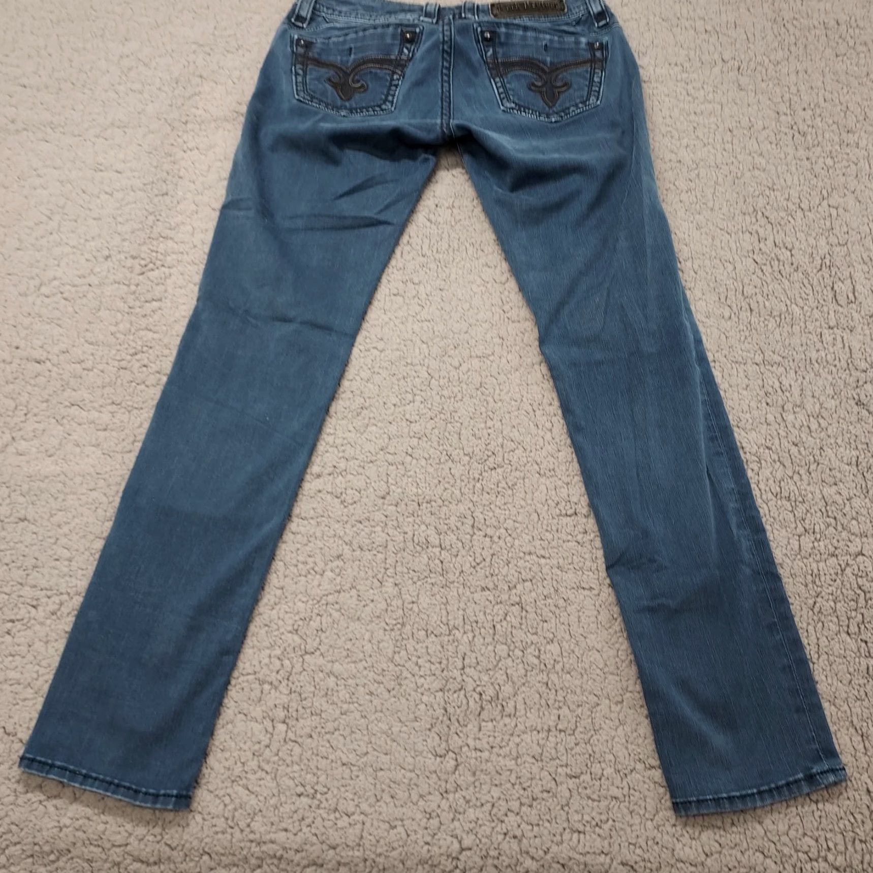 Vintage Rock Revival Adele Jeans Women's 29 x 31 Blue Low Rise Bootcut Medium Wash Denim Size 29" - 3 Thumbnail