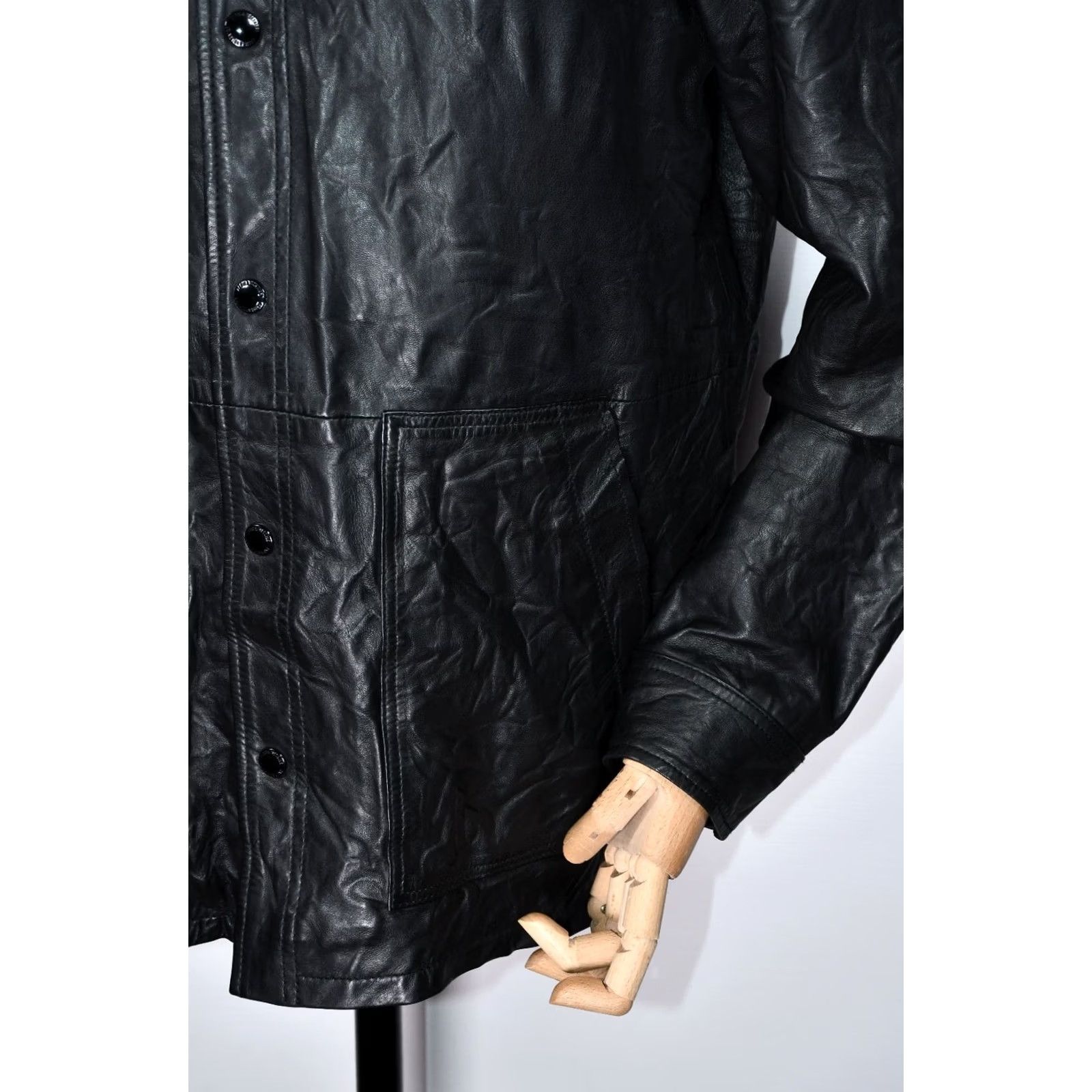 Zadig & Voltaire ZADIG & VOLTAIRE Blade Crinkle Leather Jacket L Women Black Snap Closure Casual Large Leather Jacket Size L / US 10 / IT 46 - 6 Thumbnail