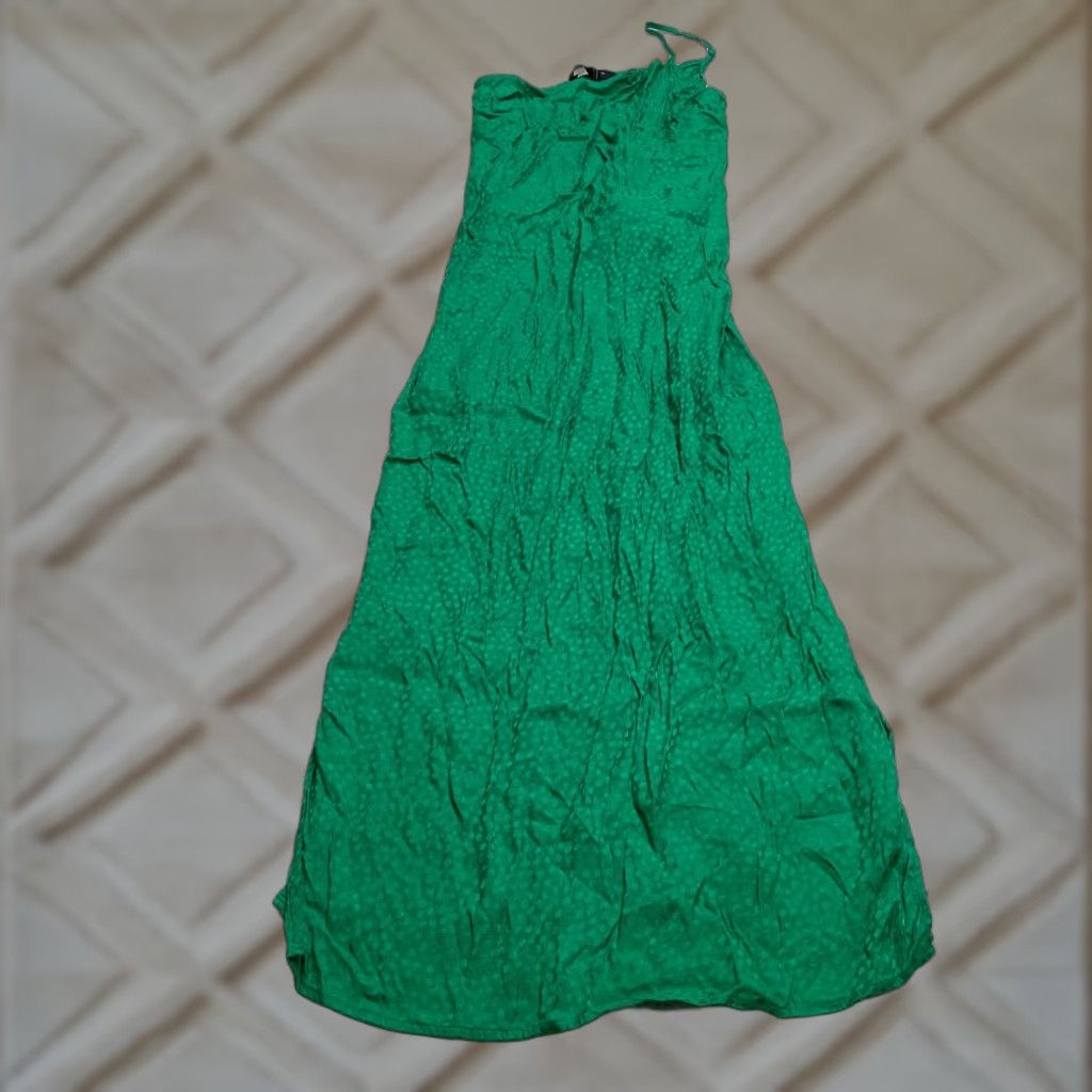 Bcbgmaxazria VINTAGE BCBGMAXAZRIA Maxi Dress Womens XS Green Asymetric Sleeve Long Belted Tie Ladies Size XS / US 0-2 / IT 36-38 - 1 Thumbnail