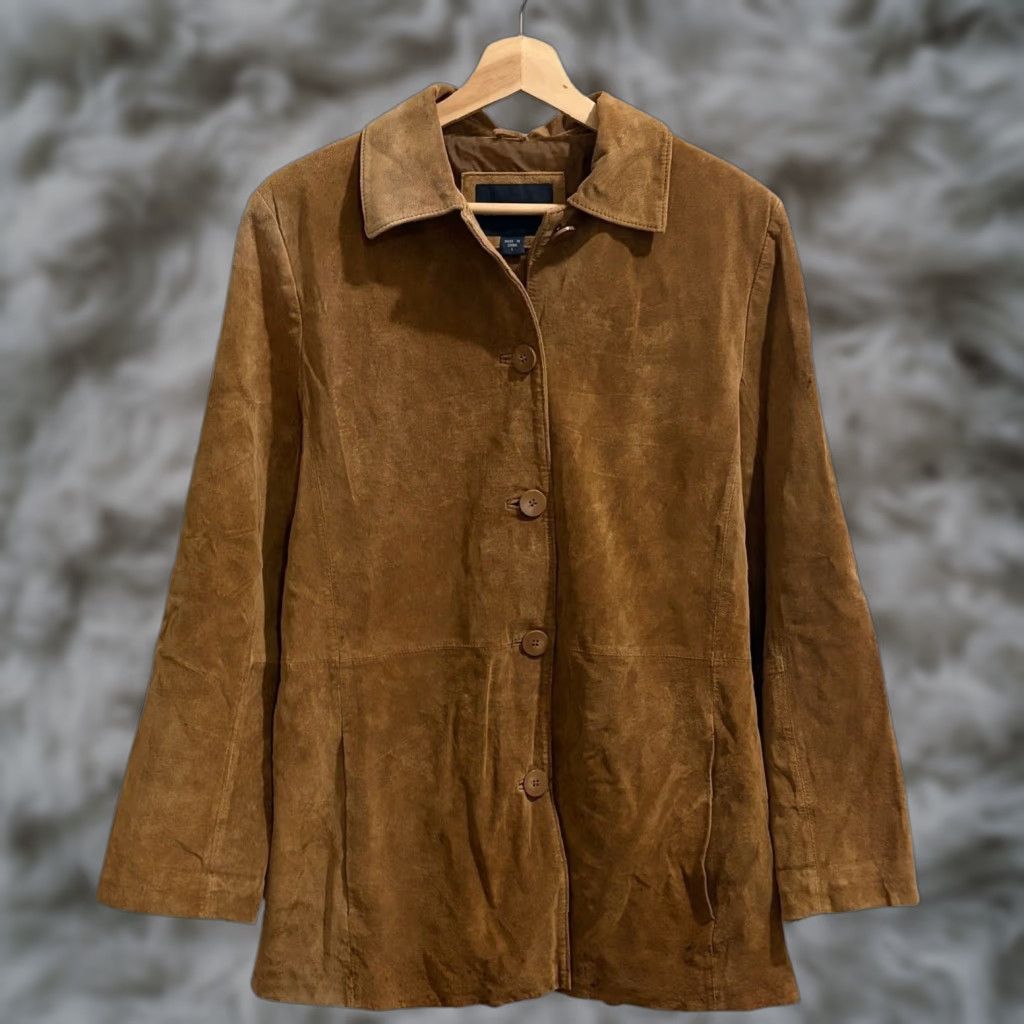 Vintage VINTAGE Bernardo Jacket Womens L Brown Suede Leather Button Front 90s Classic Size L / US 10 / IT 46 - 1 Thumbnail
