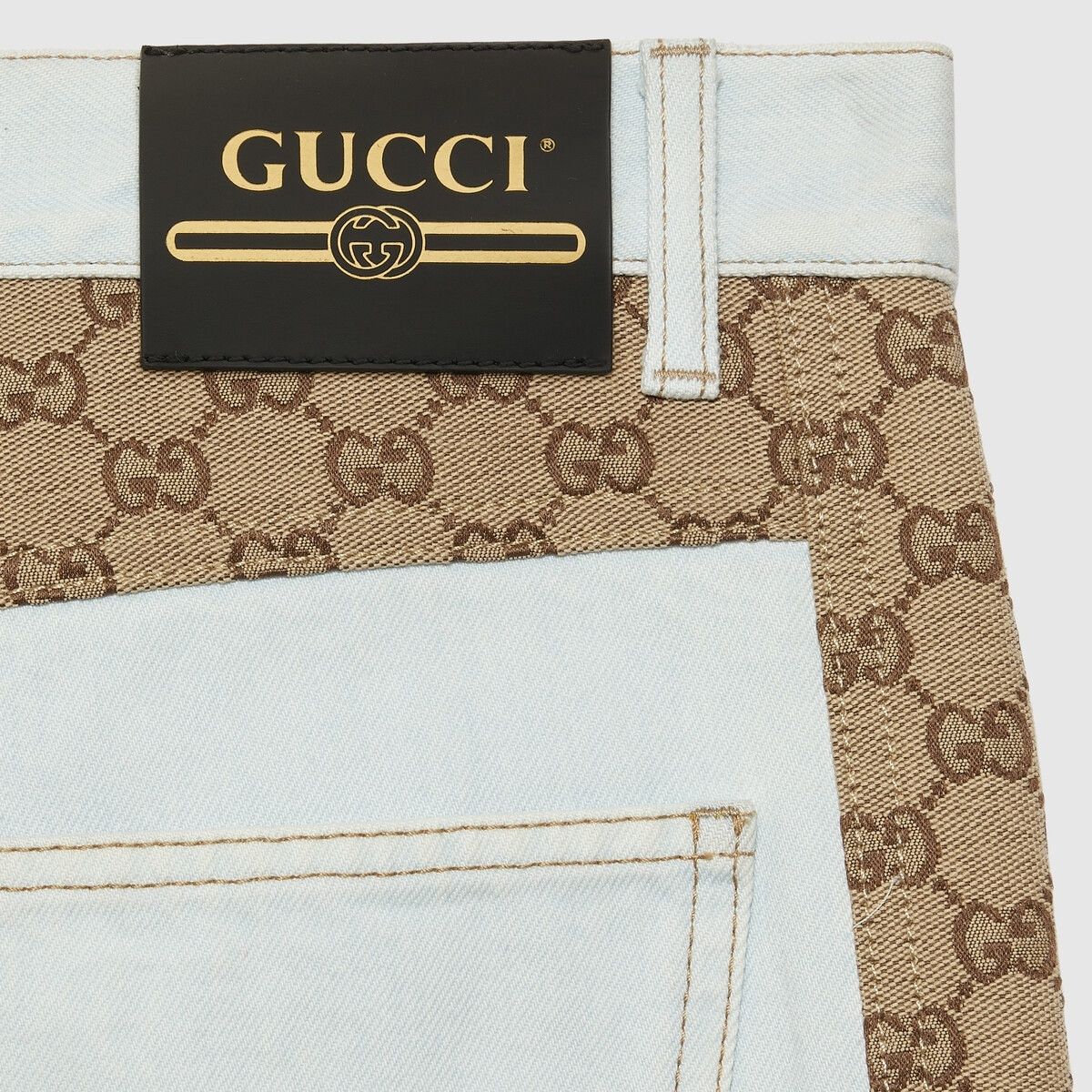 Gucci o1s1wg110725 Washed Organic Denim Pant With GG White/Beige Size US 28 / EU 44 - 3 Thumbnail