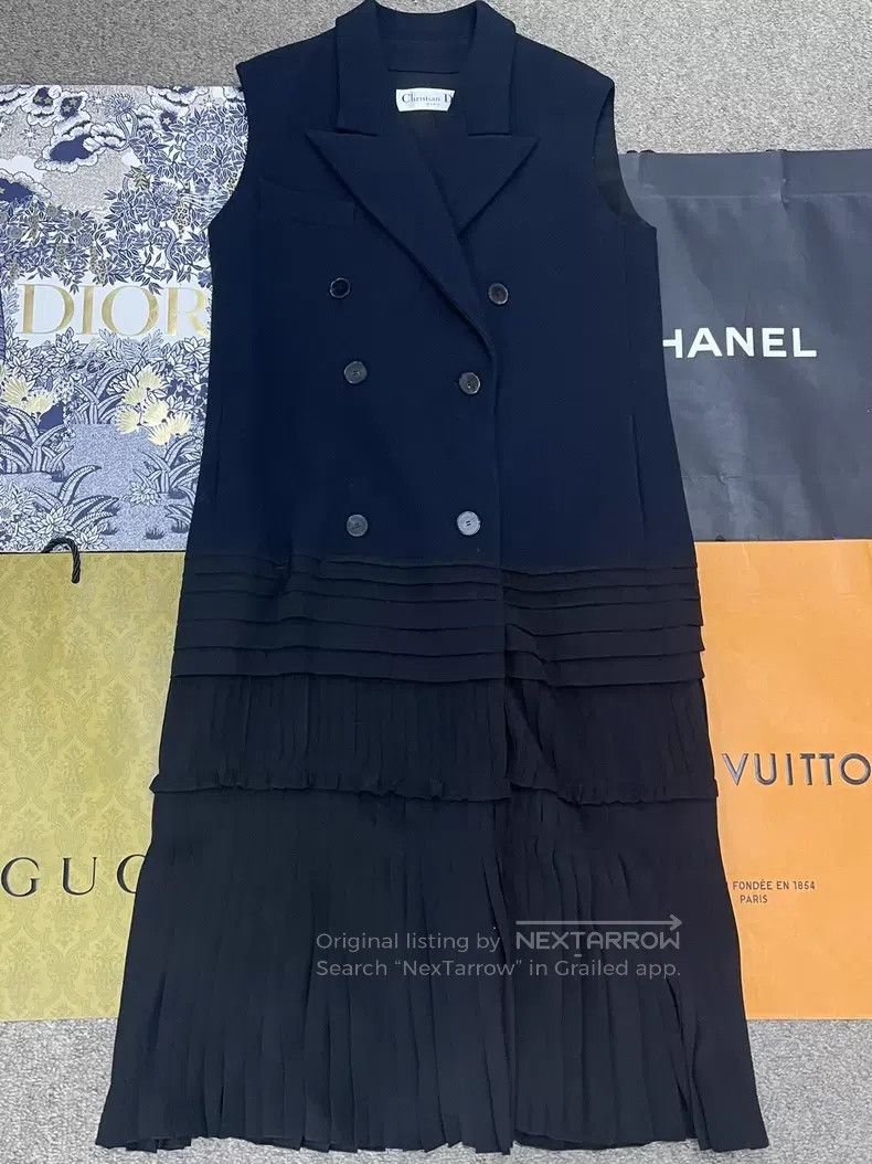 Dior Dark blue suit vest stitching dress