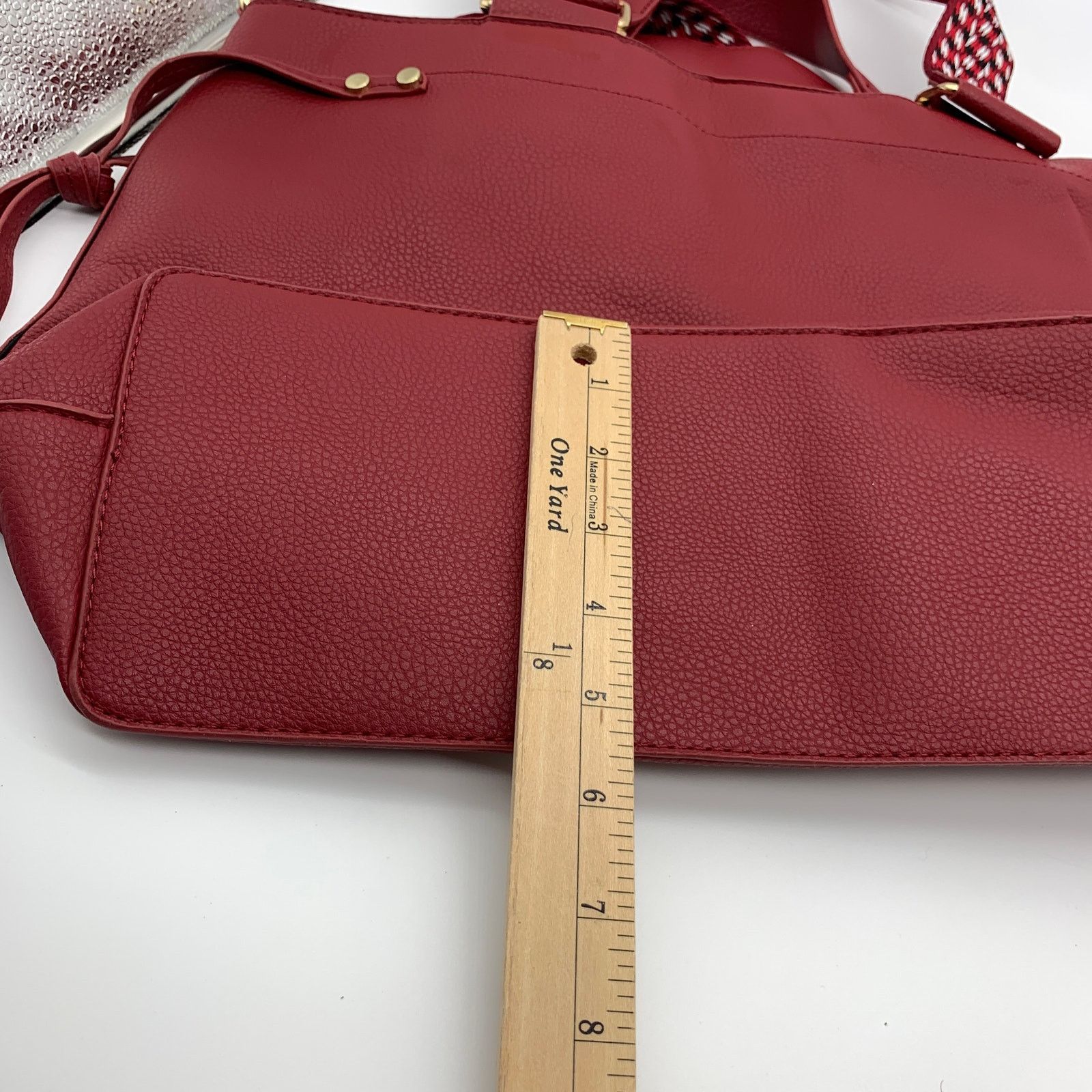 Other AHDORNED Red Purse North/South Double Handle Tote Size ONE SIZE - 7 Thumbnail