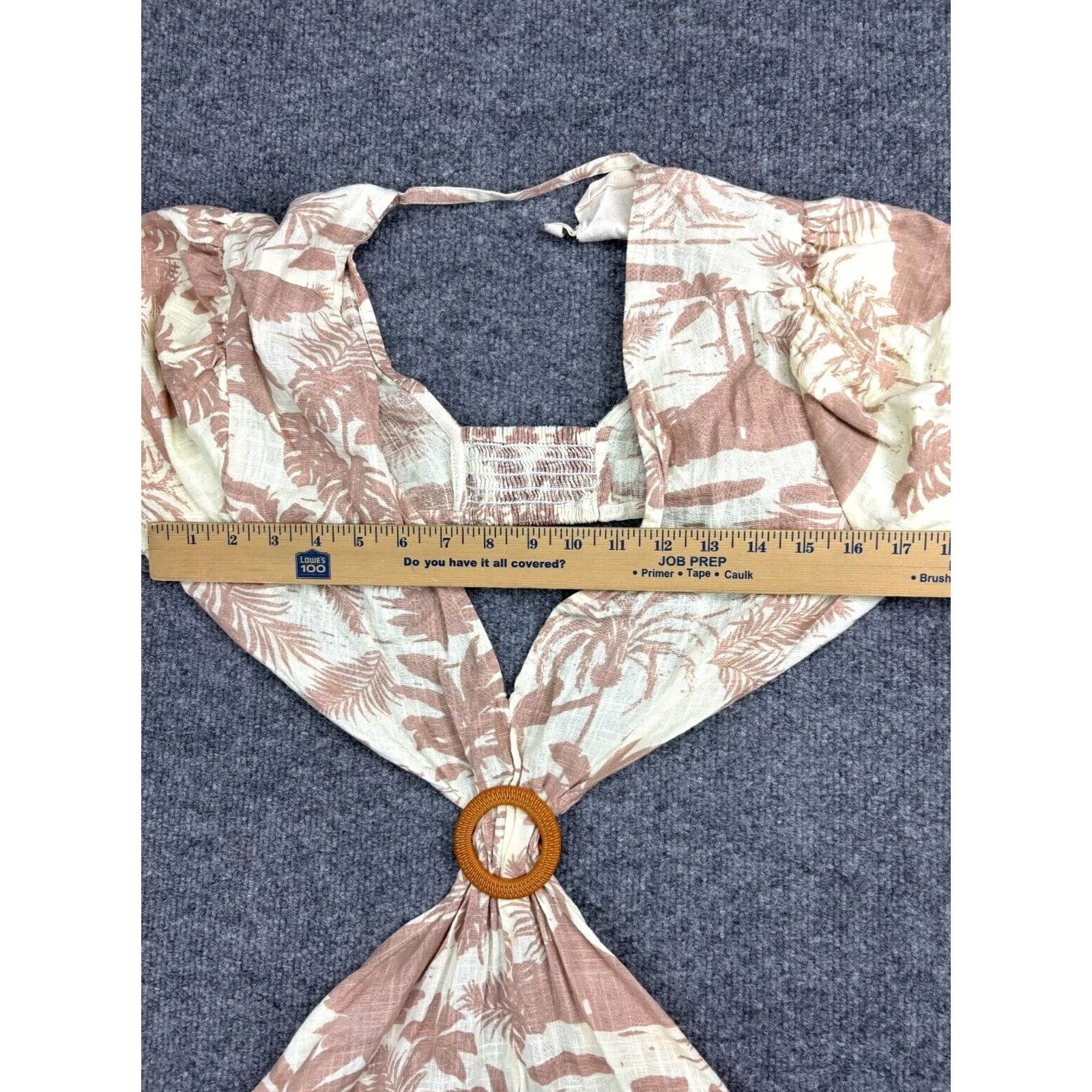 Vintage Z&L Europe Dress Women's Large Beige Floral Cut Out Flowy Boho 3/4 Sleeve Size L / US 10 / IT 46 - 3 Thumbnail