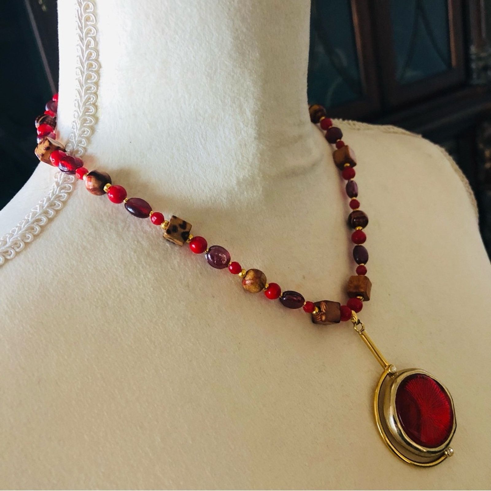 Handmade Handcrafted repurpose mixed bead crackle Pearl necklace Size ONE SIZE - 3 Thumbnail