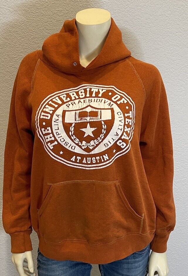 image of Vintage 70's 80's University Texas Longhorns Hooded Sweatshir in Burnt Orange, Men's (Size Large)