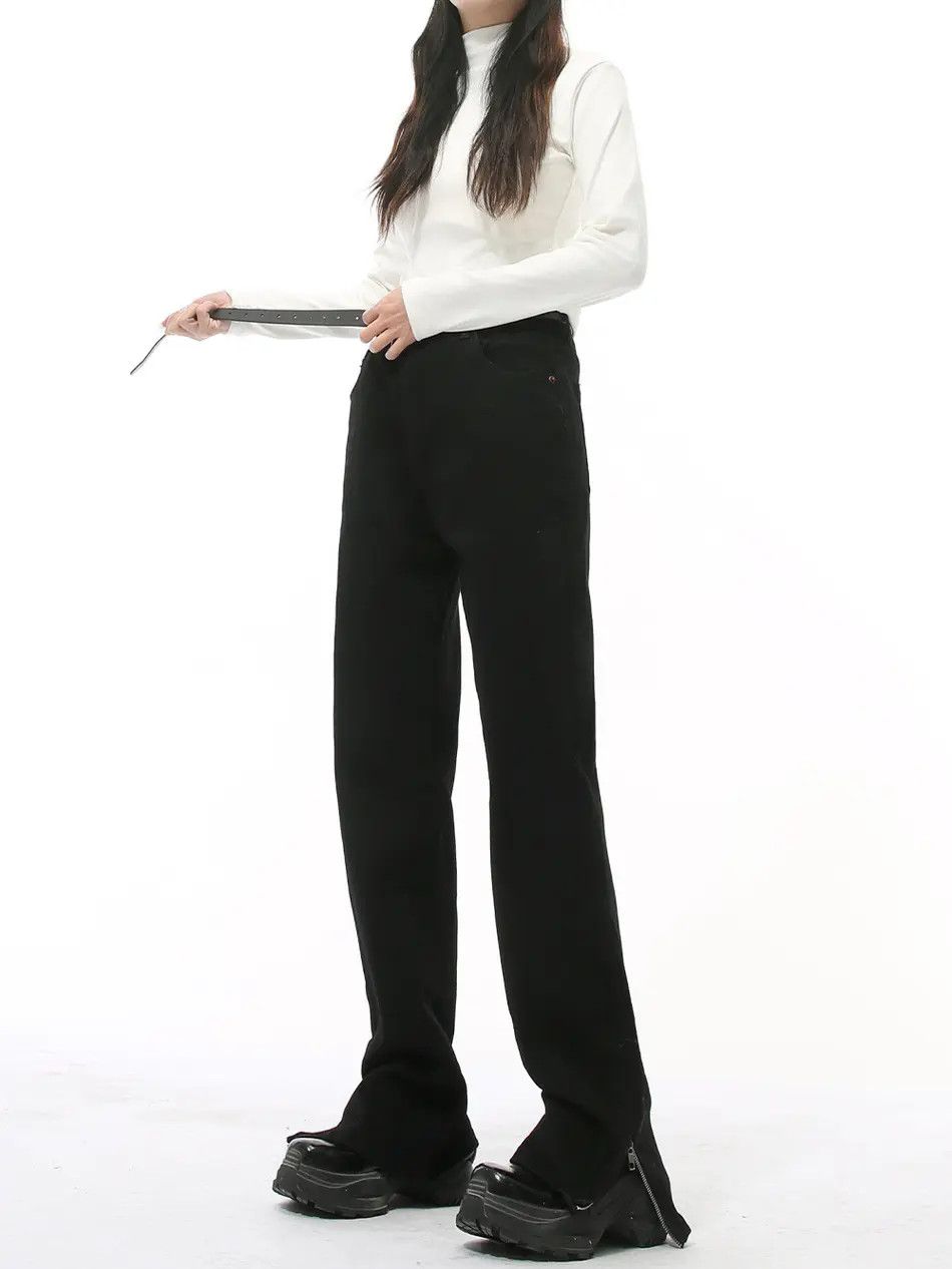 Japanese Brand Retro loose zipper micro flared jeans Size US 30 / EU 46 - 4 Thumbnail