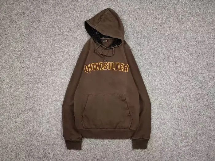 Quiksilver Vintage 90's Quiksilver Brown Big Logo Faded Boxy Hoodie Size US L / EU 52-54 / 3 - 1 Thumbnail