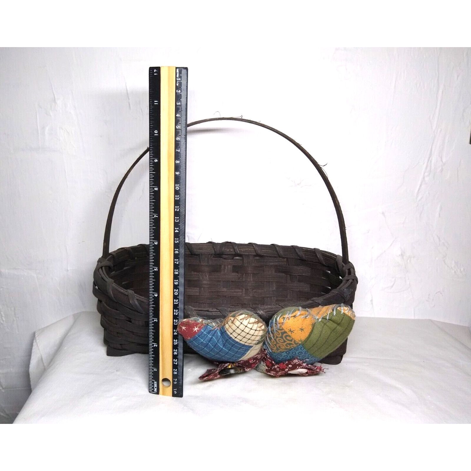 Other Dark Brown Basket with Adorable Stuffed Pillow Hearts 11x7x4 Size ONE SIZE - 3 Thumbnail