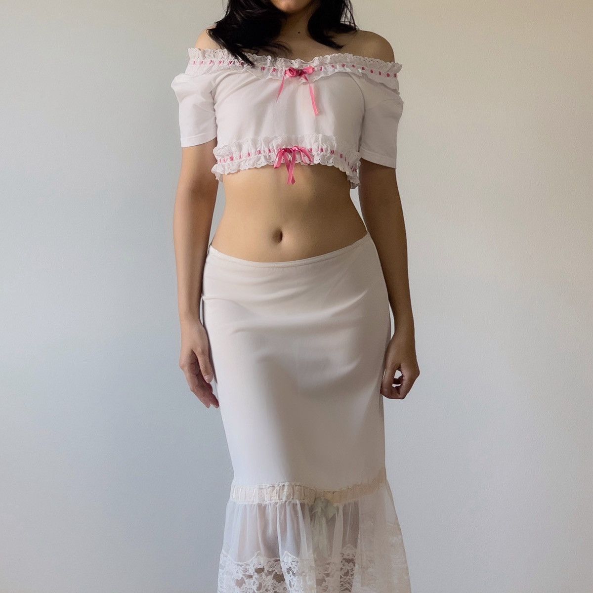 Victoria's Secret Victoria’s Secret 1990s White Eyelet Lace Crop Top (S–L) Size L / US 10 / IT 46 - 5 Thumbnail