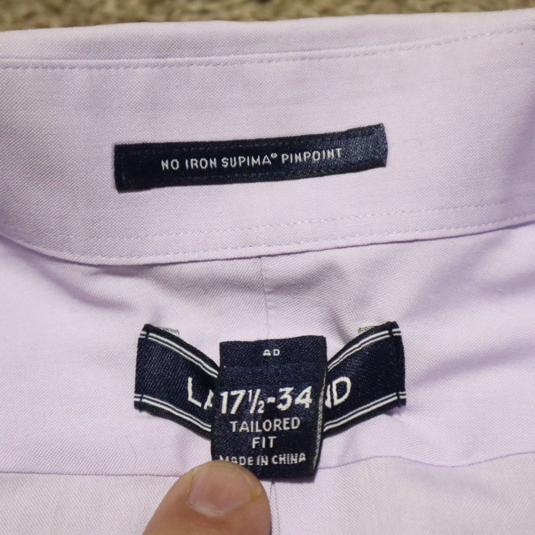 Lands' End Lands' End Shirt Button-Up Long Sleeve Men Purple Plaid 17.5 34 Tailored Fit Cotton Size US XL / EU 56 / 4 - 3 Thumbnail