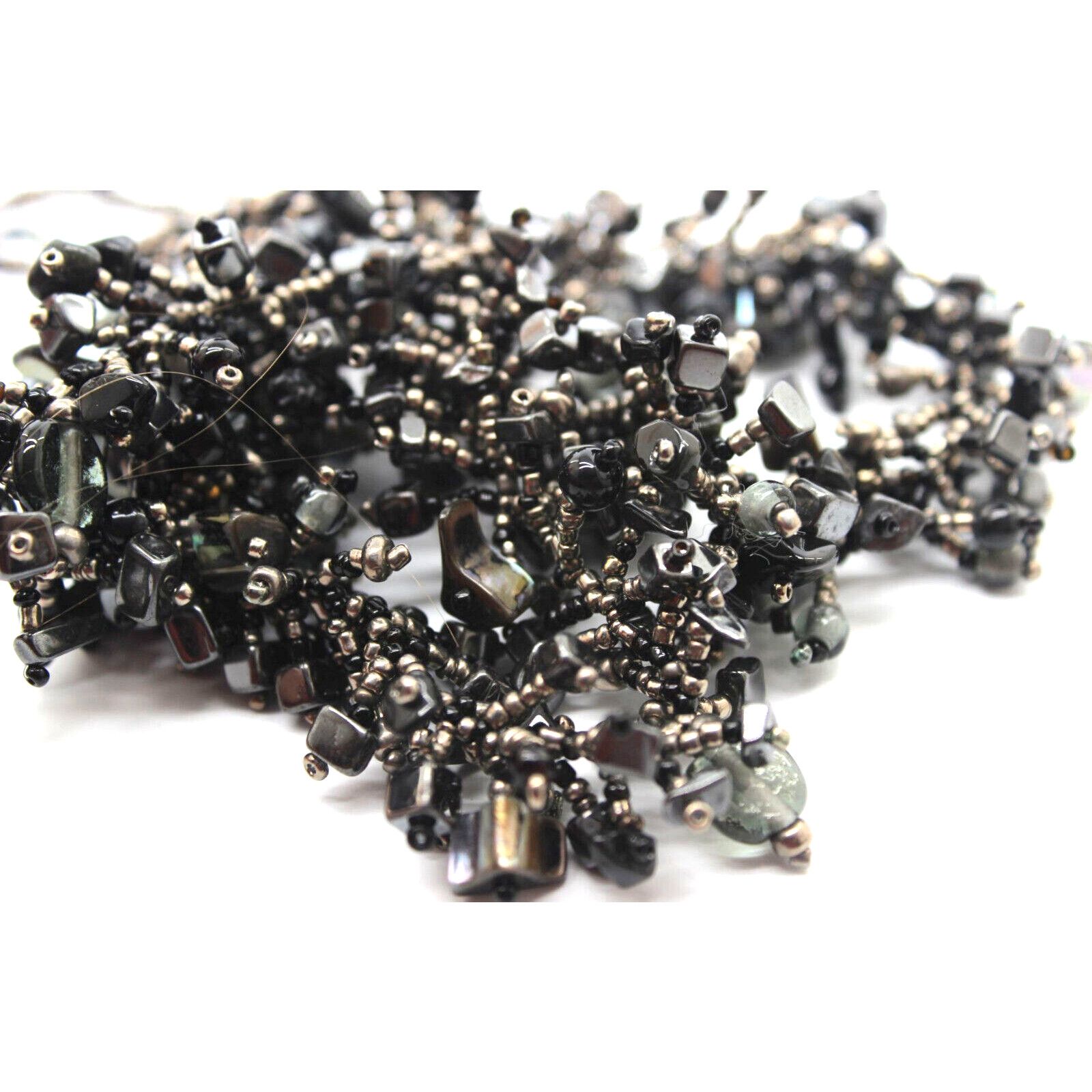 Other Black Onyx Abalone Nugget Bib Necklace • Golden• Glass Beads Size ONE SIZE - 4 Thumbnail