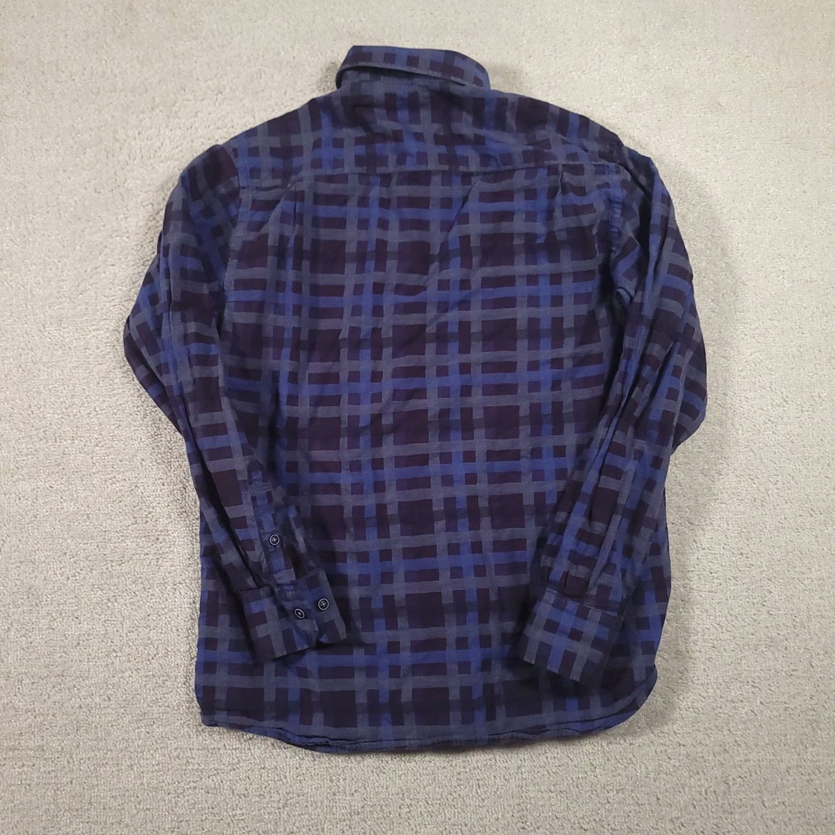 Luchiano Visconti Luchiano Visconti Mens Dress Shirt M/L Blue Plaid Geometry Long Sleeve Button Collared Size 40R - 7 Thumbnail