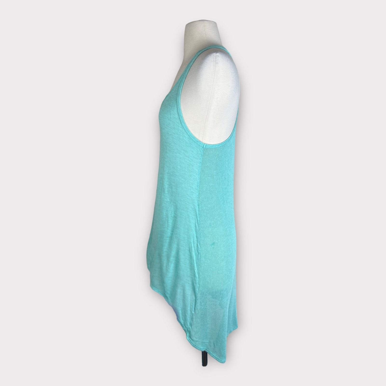 Nordstrom Soprano | Aqua Hi-low Jersey Front Knit Back Tank Top Size M / US 6-8 / IT 42-44 - 4 Thumbnail