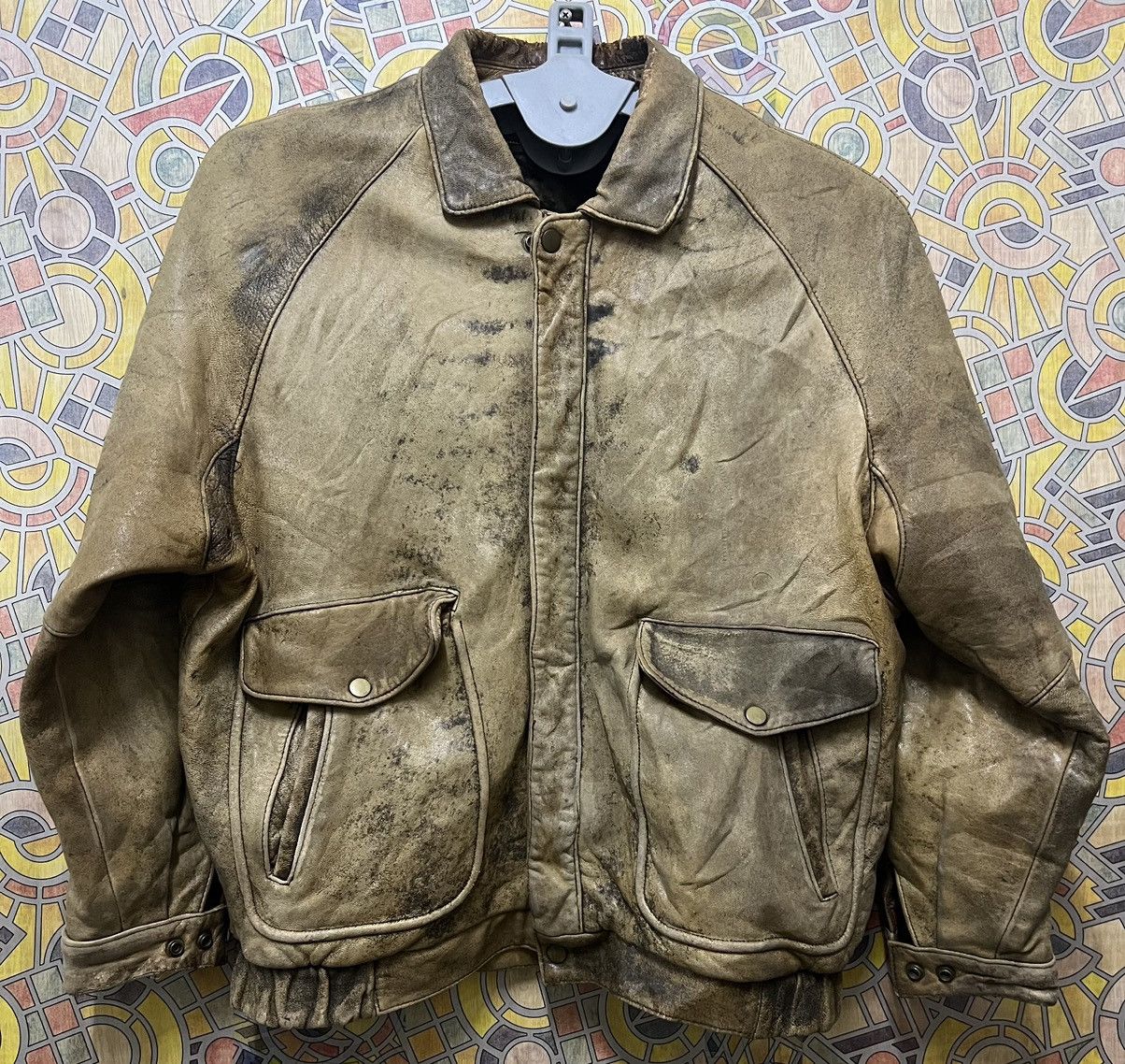 Japanese Brand × Leather VERY VINTAGE JACKET 🧥 LEATHER. (GJ36) Size US L / EU 52-54 / 3 - 1 Thumbnail