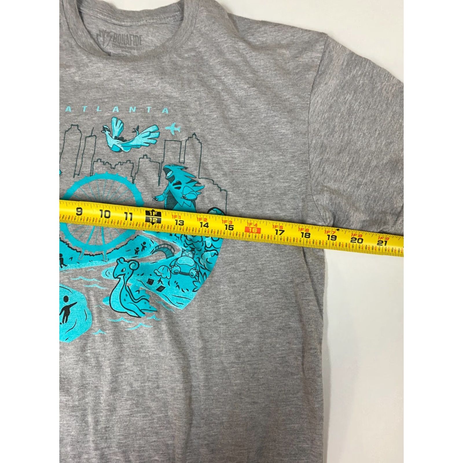 Vintage Bonafide Mens T-Shirt M Gray Pokemon Logo 90s Space American University Cotton Crew Neck Short Sleeve Regular Vintage No holes or tears Size US M / EU 48-50 / 2 - 6 Thumbnail