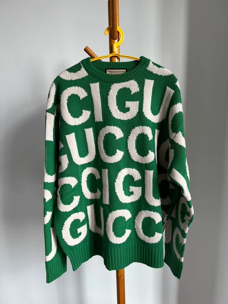 Gucci Gucci Green logo wool sweater Size US L / EU 52-54 / 3 - 1 Thumbnail