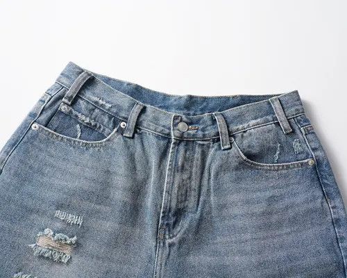 VIBE High street washed whisker hole denim shorts y2k Size US 32 / EU 48 - 3 Thumbnail