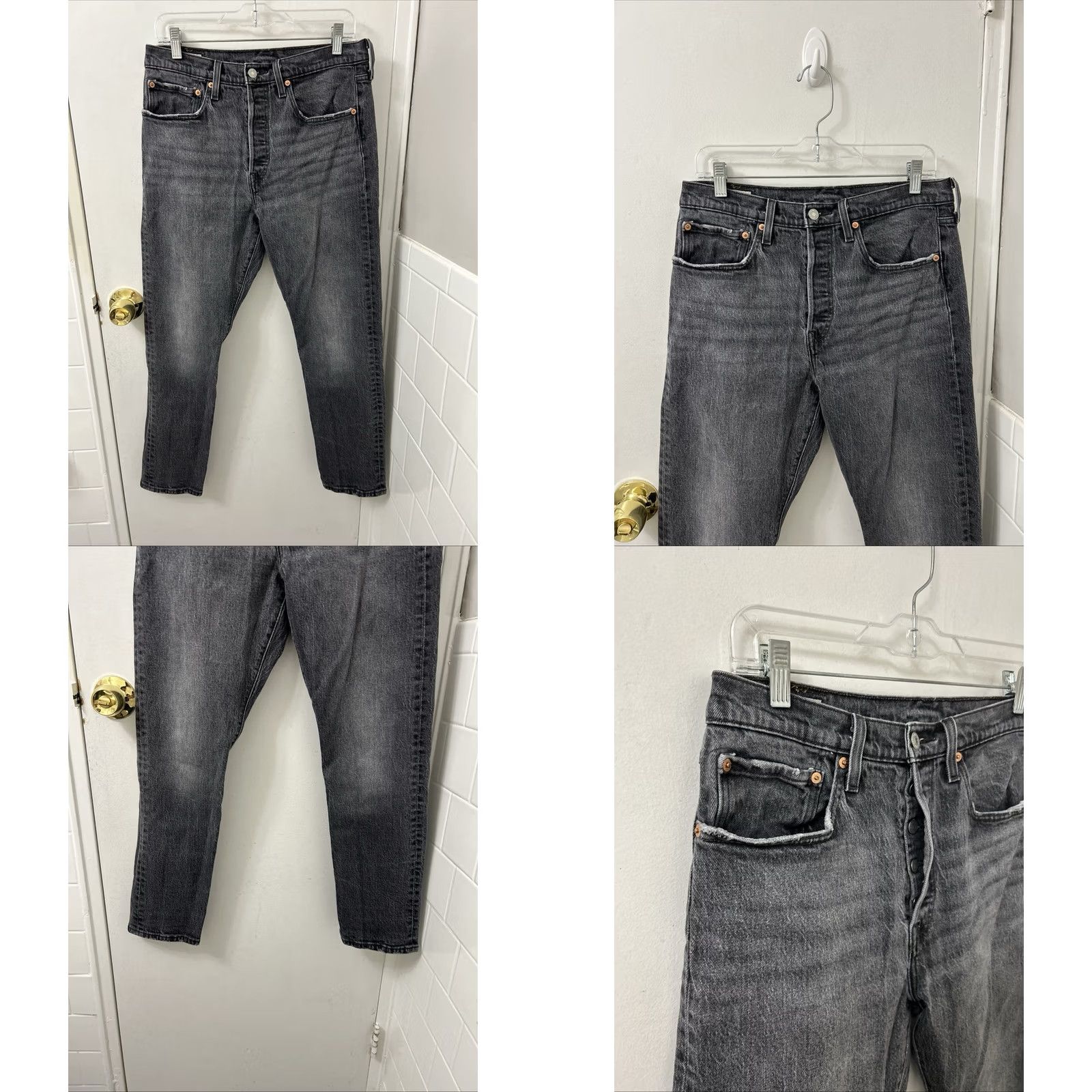 Levi's Levi's 501 S Jeans Womens 30x28 Denim Black Gray Button Fly Slim Skinny Distressed 5-Pocket Size 30" / US 8 / IT 44 - 8 Thumbnail
