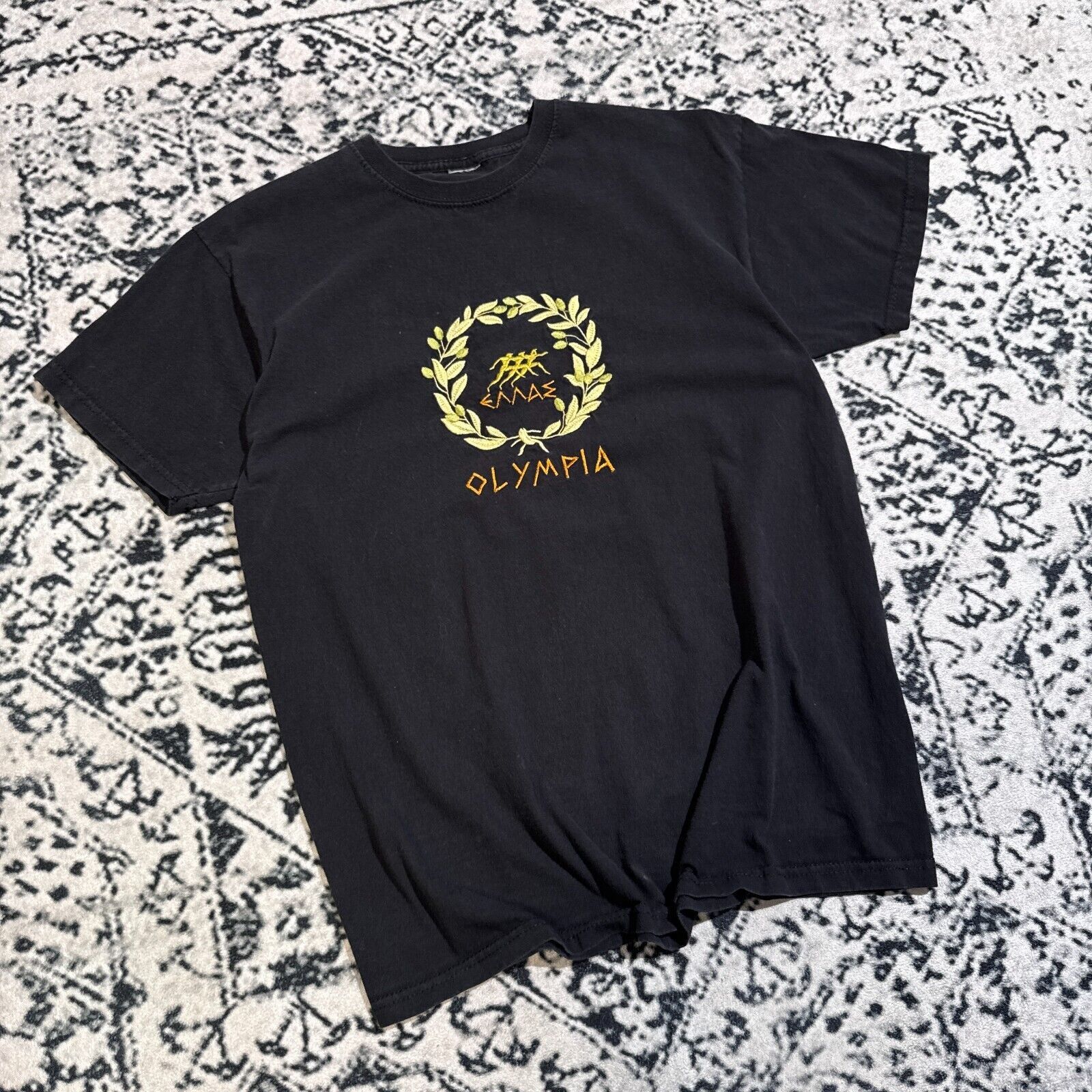 Vintage Vintage Black Cotton T-Shirt Size M Olympia Olymp Zeus 90s Size M / US 6-8 / IT 42-44 - 2 Thumbnail