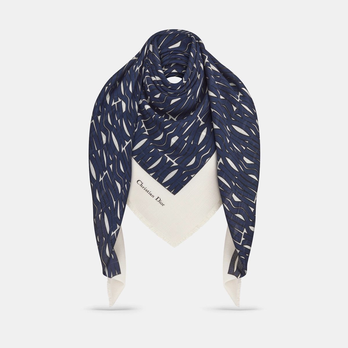 Dior o1bcso1str0226 Size:OS/Allover Shawl in White/Nevy Blue Size ONE SIZE - 4 Thumbnail