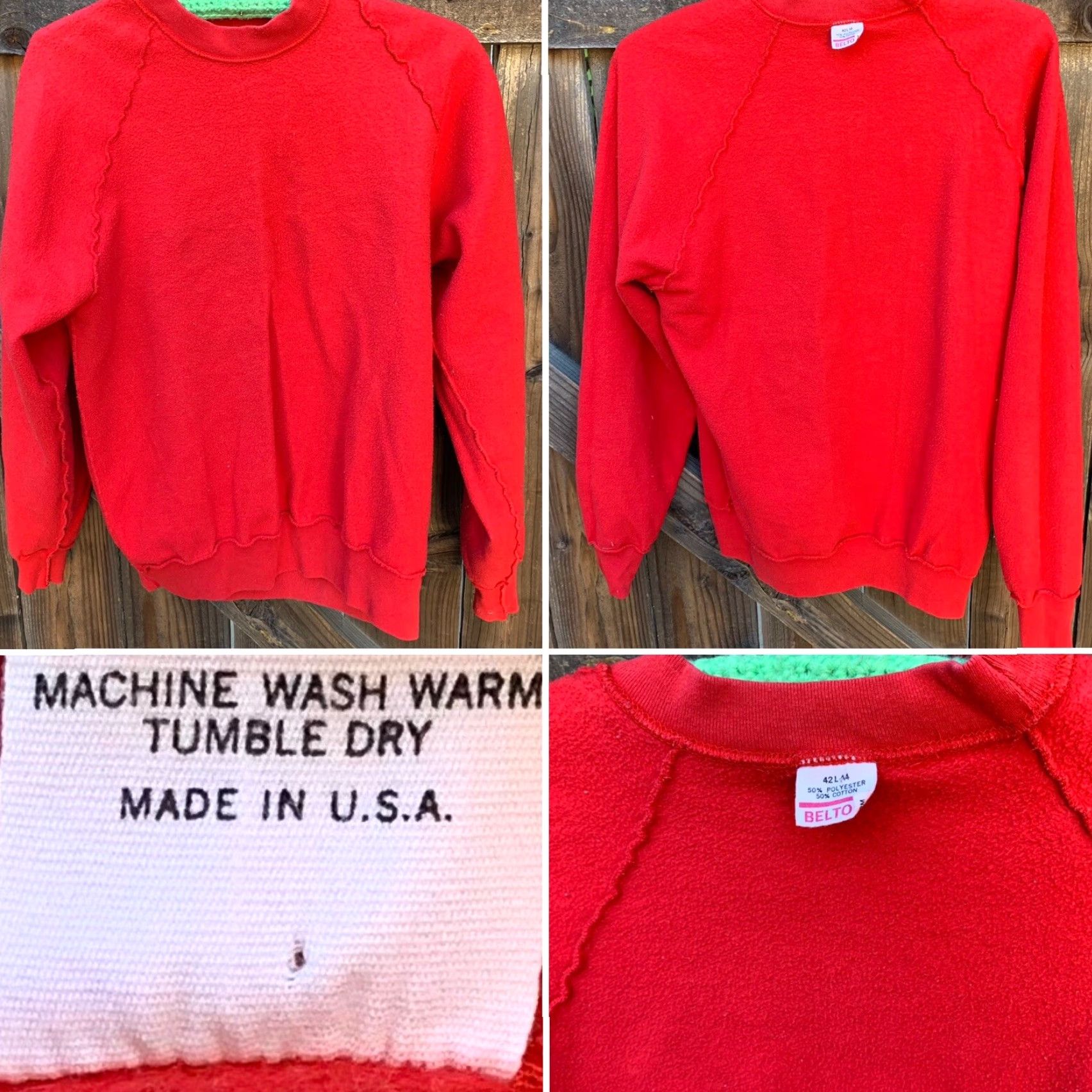 Vintage Belton Red Raglan Sweatshirt Men L Graphic Print Christian Heir Force Romans 8:17 Vintage 70s 80s USA Shirt Pullover Crew Neck Size US L / EU 52-54 / 3 - 4 Thumbnail