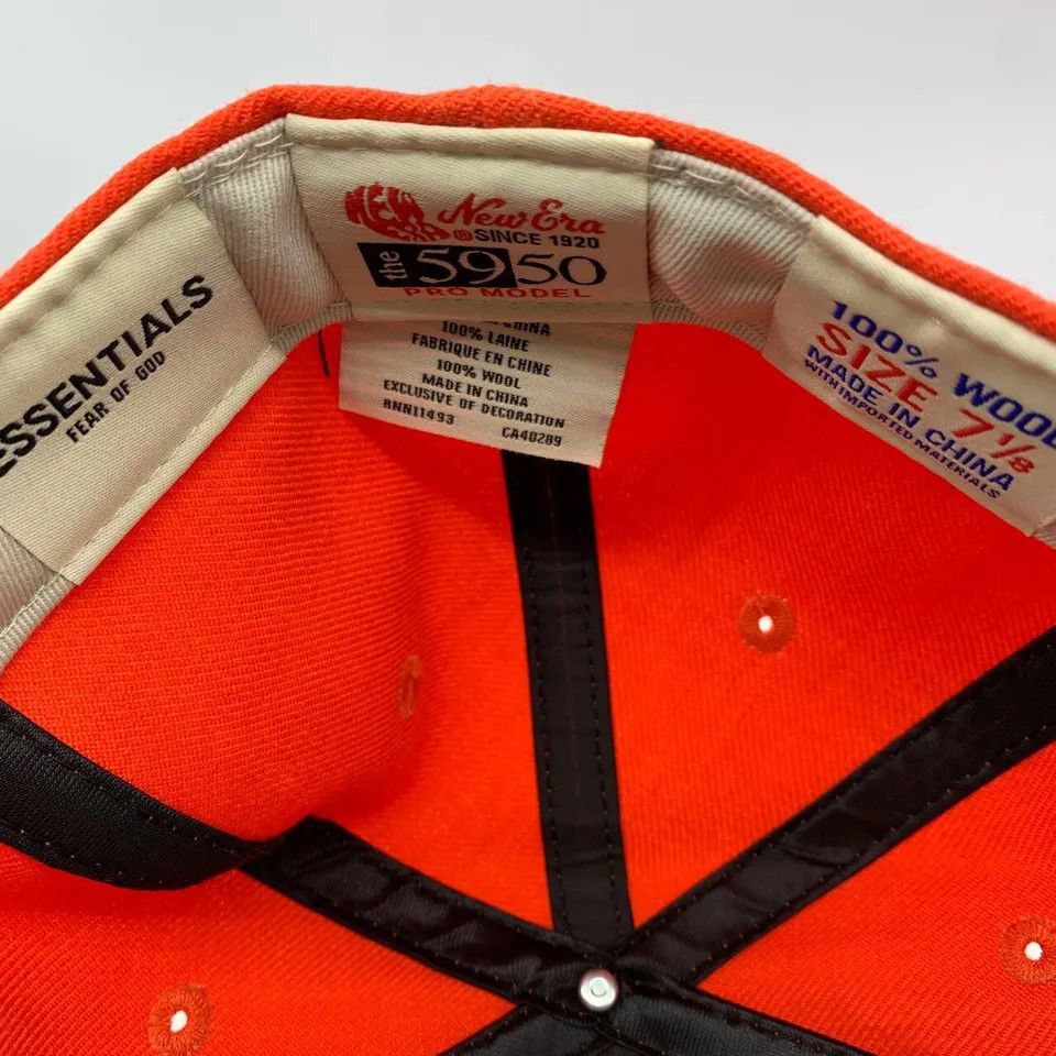 Fear of God × New Era Fear of God 7 1/8 Hat Fitted Cap Orange Jordan FOG Size ONE SIZE - 6 Thumbnail