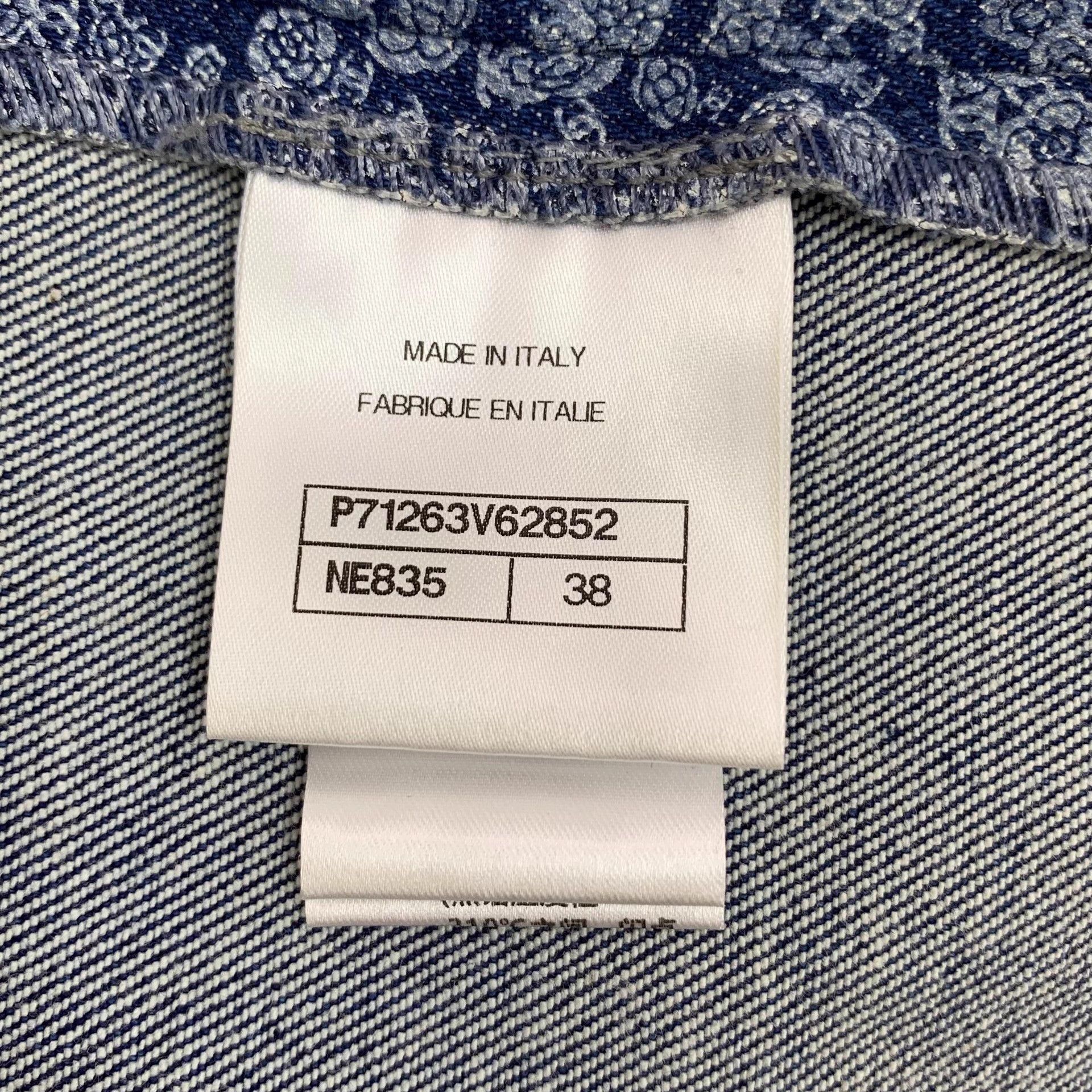 Chanel KW0845 Chanel Blue Camellia Print Cotton Casual Trousers Size 26" / US 2 / IT 38 - 6 Thumbnail