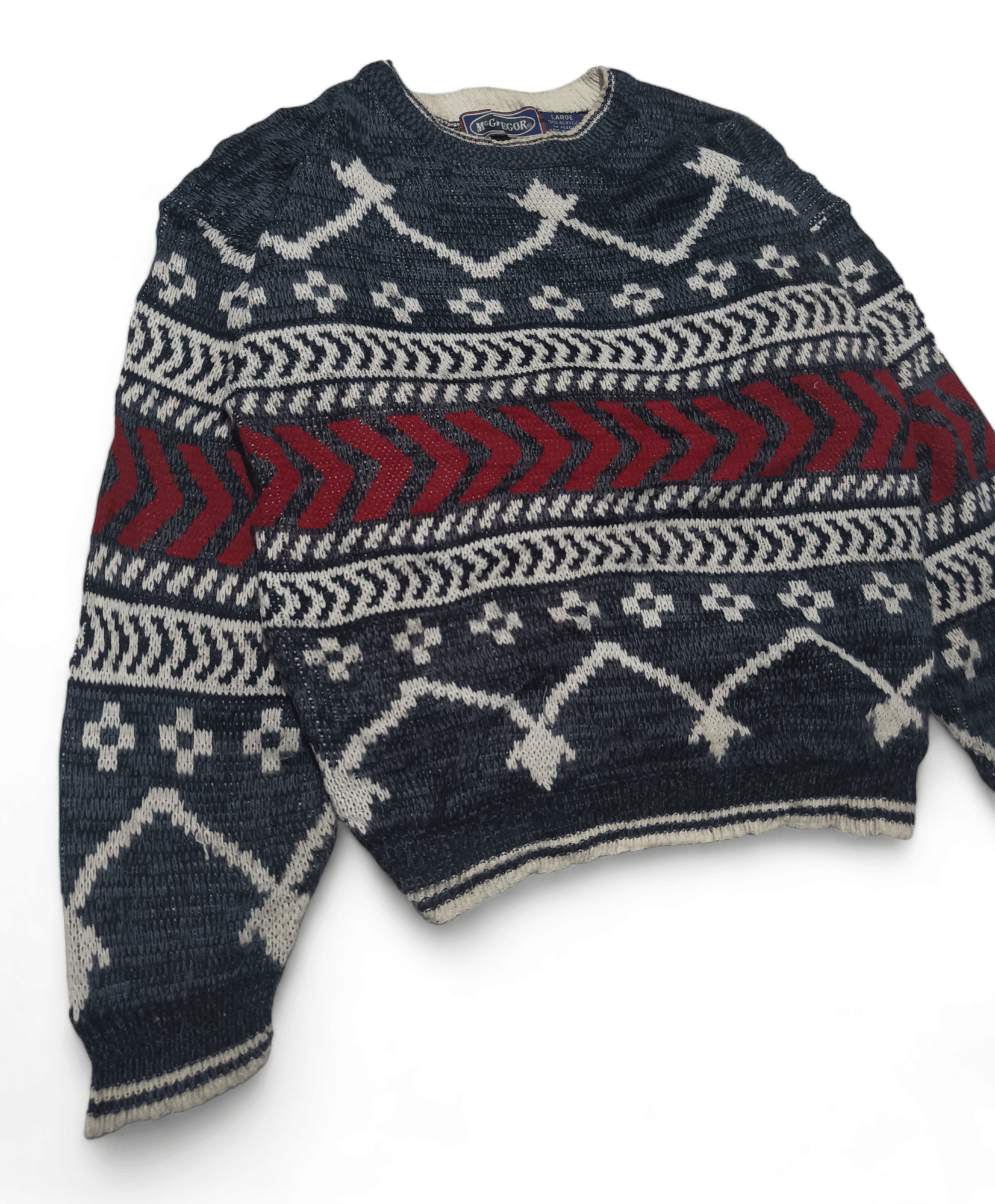Other Vintage 90s MCGREGOR Ethnic Abstract Motifs Knit Sweater Size US L / EU 52-54 / 3 - 3 Thumbnail